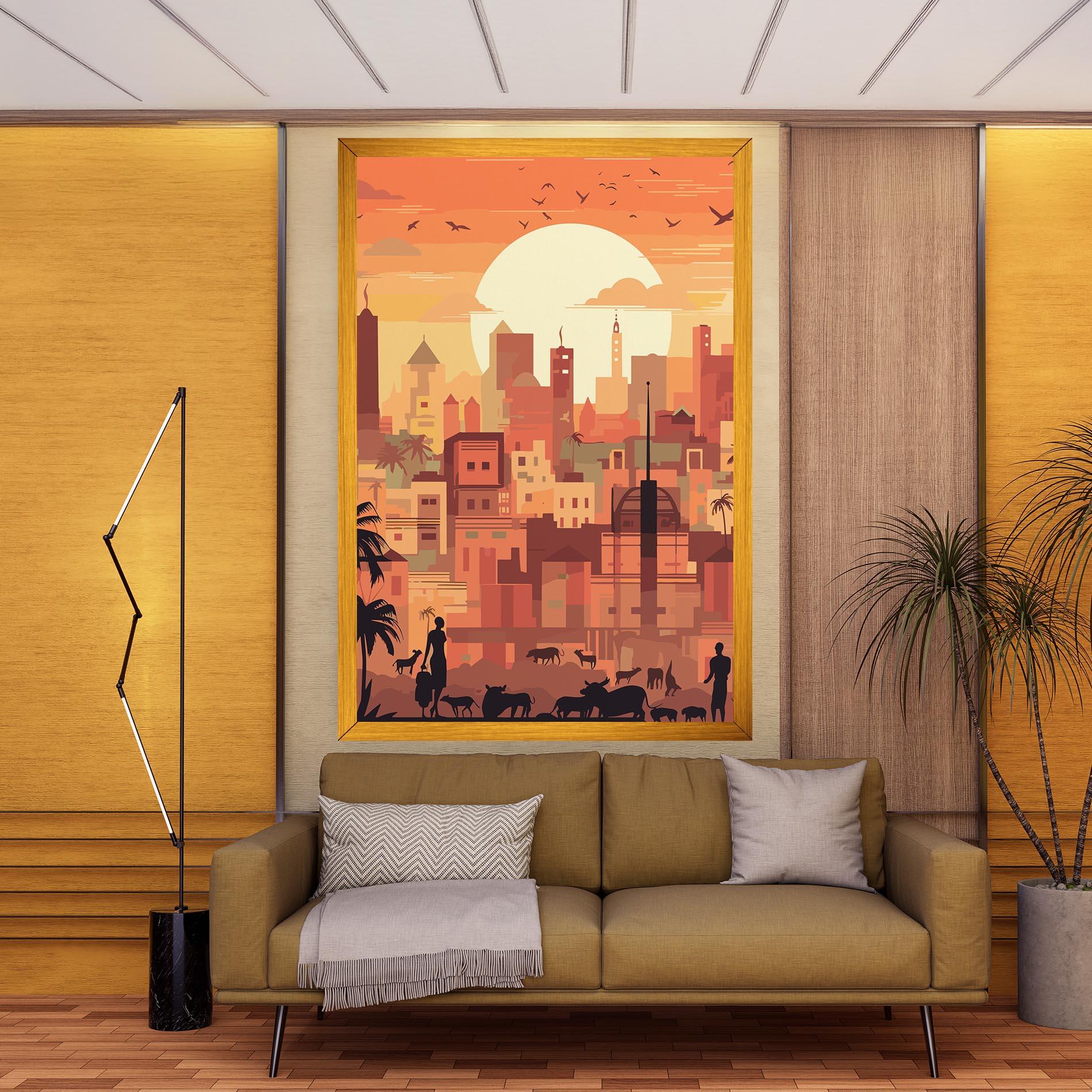 Leinwandbild Africa City Sunset mockup 9