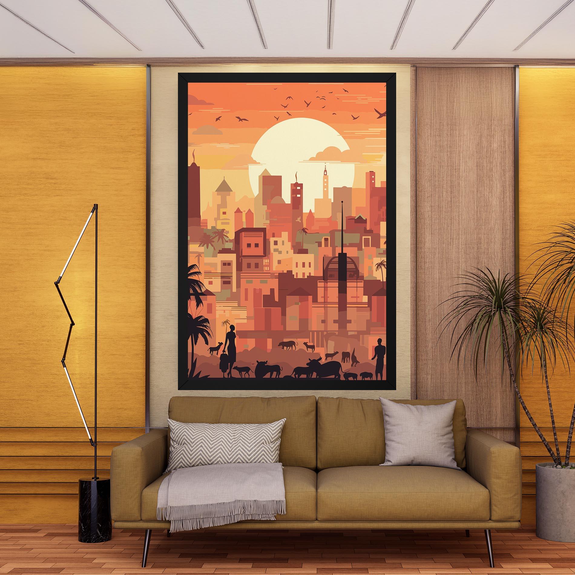 Leinwandbild Africa City Sunset mockup 9
