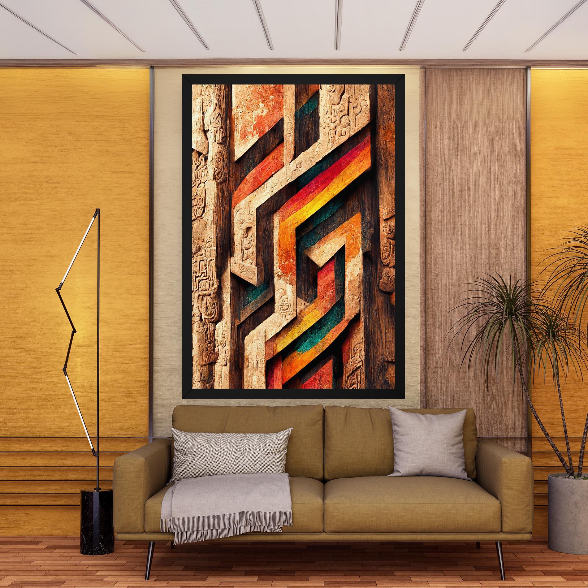 Leinwandbild Mayan Style Wood mockup 9