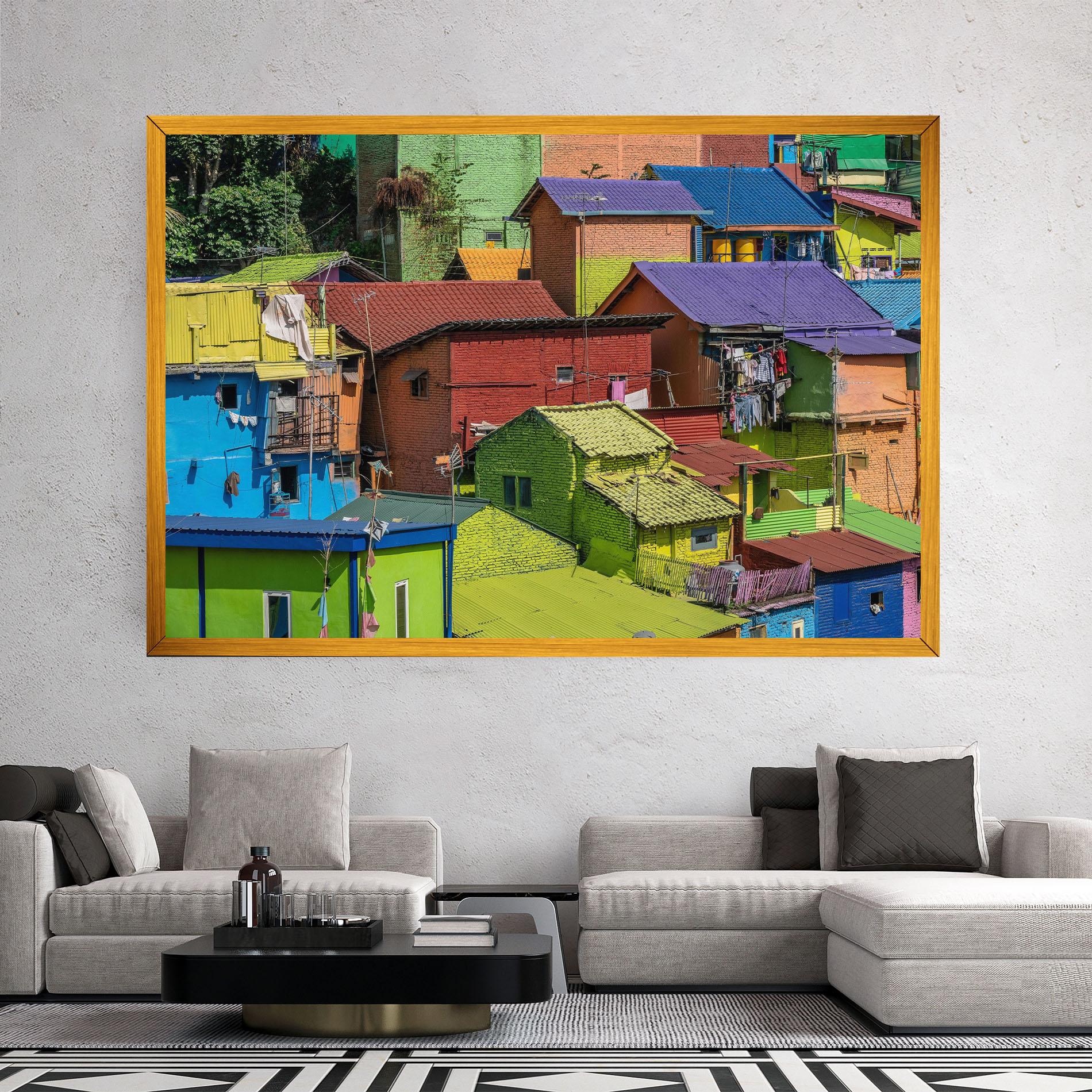 Leinwandbild Colorful Small Houses mockup 2