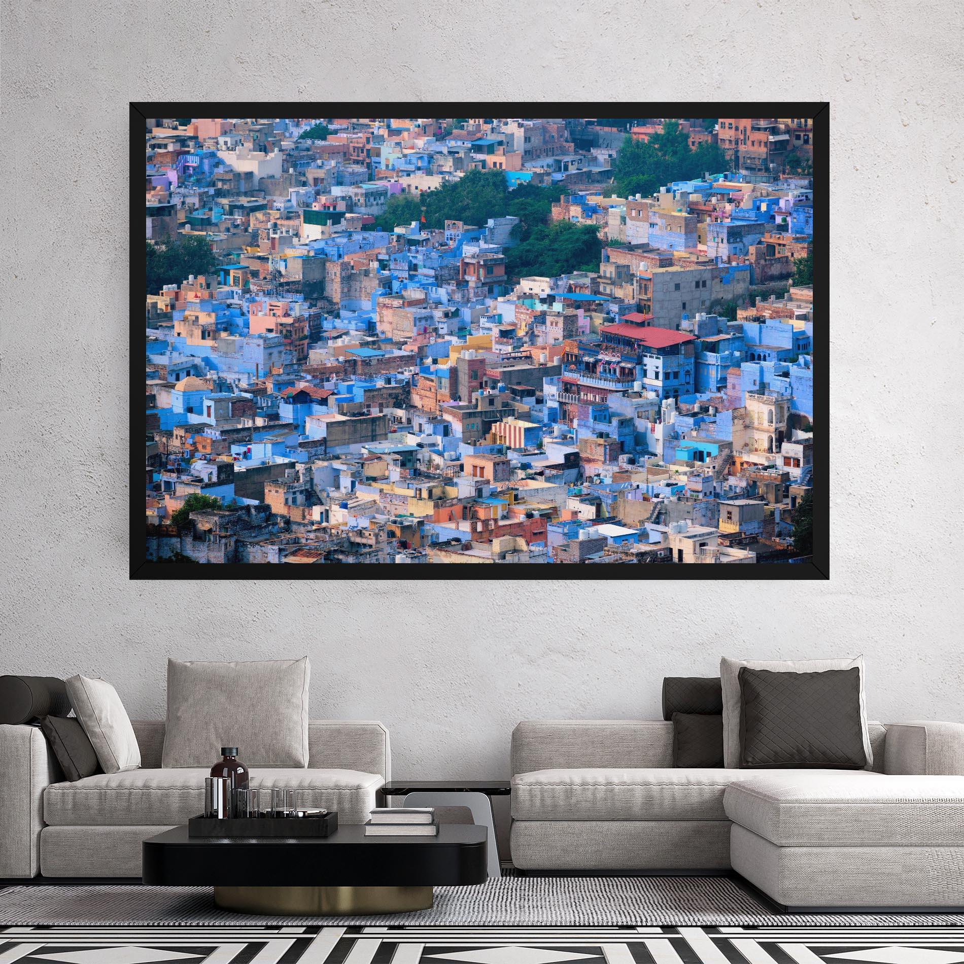 Leinwandbild Blue City India mockup 2