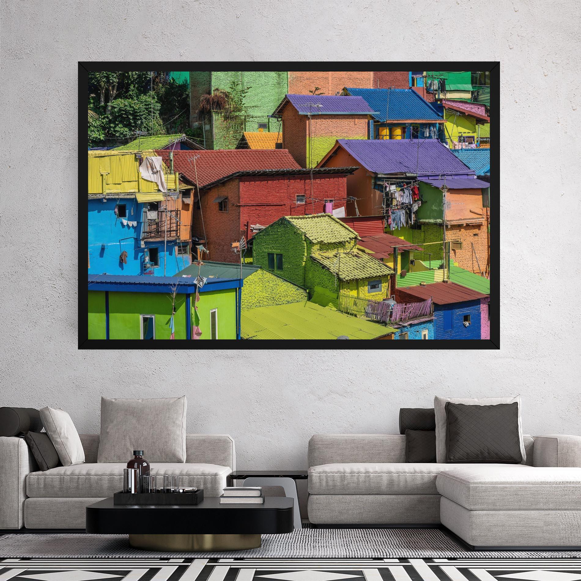 Leinwandbild Colorful Small Houses mockup 2