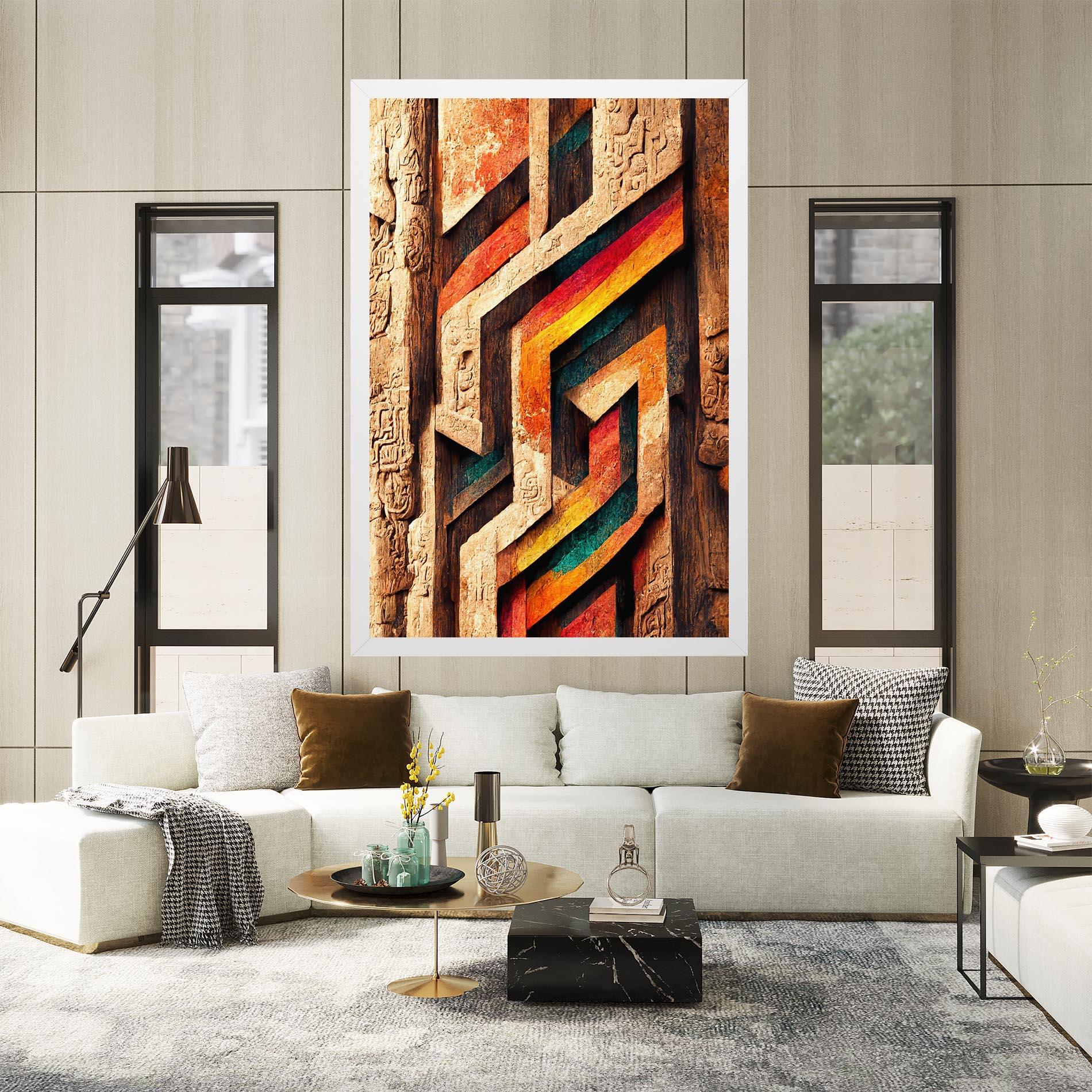 Leinwandbild Mayan Style Wood mockup 2