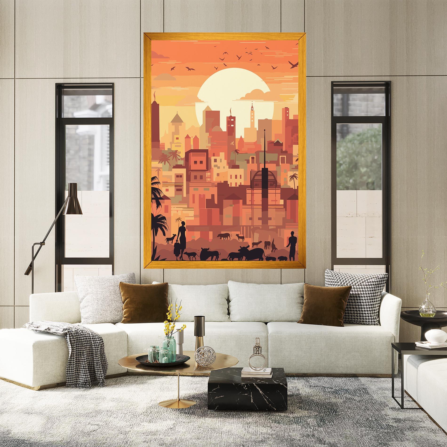 Leinwandbild Africa City Sunset mockup 2