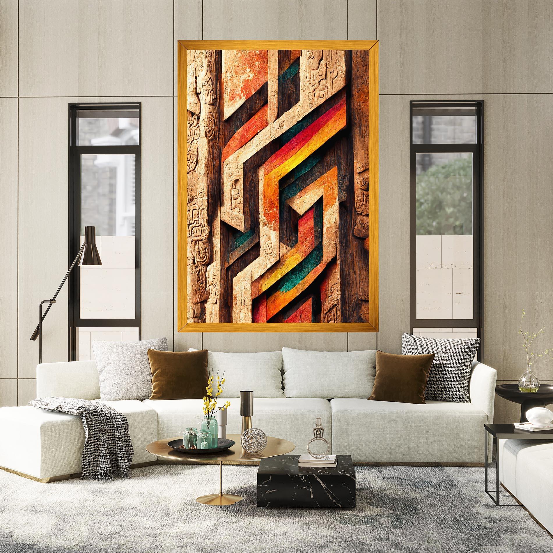 Leinwandbild Mayan Style Wood mockup 2