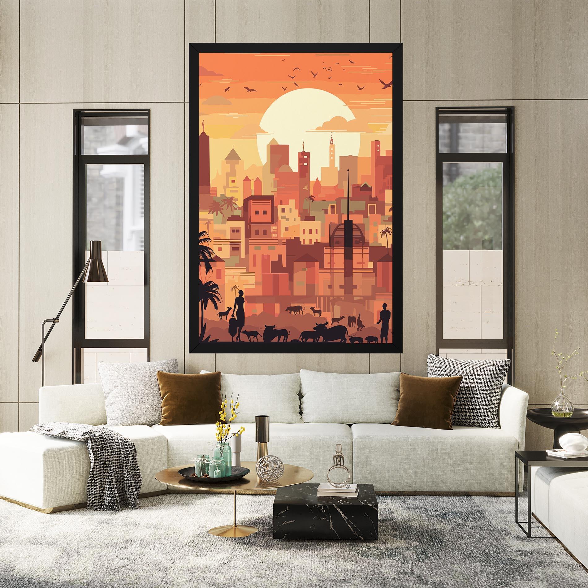 Leinwandbild Africa City Sunset mockup 2