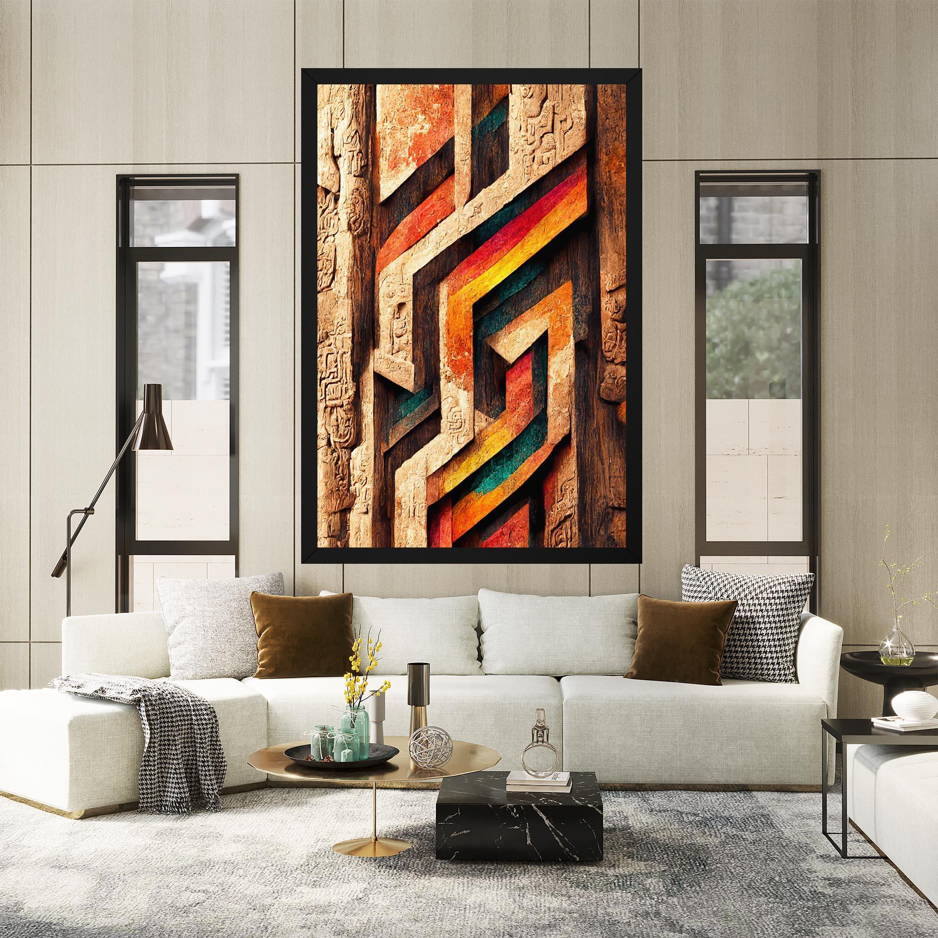 Leinwandbild Mayan Style Wood mockup 2