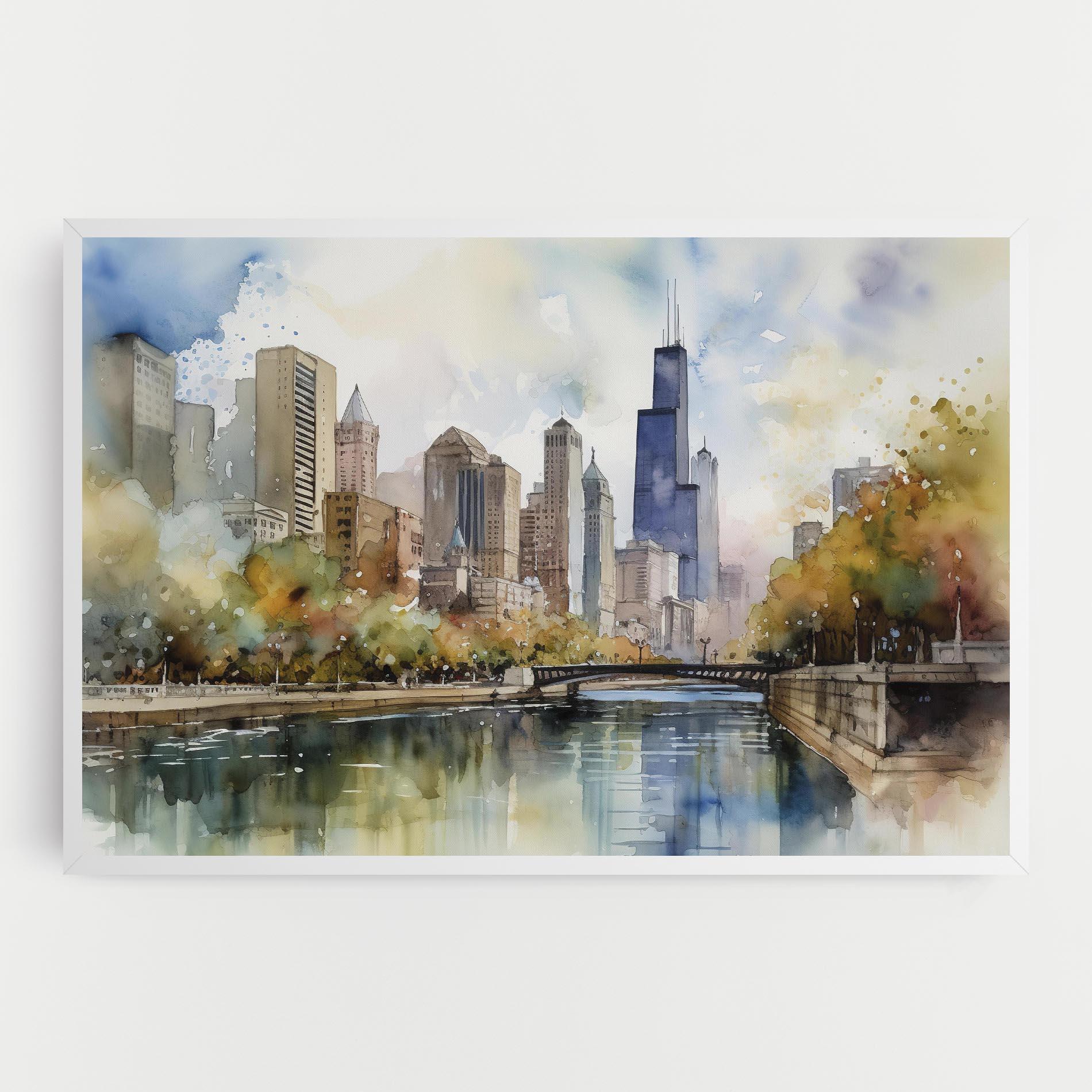 Leinwandbild City Skyline Painting mockup 0