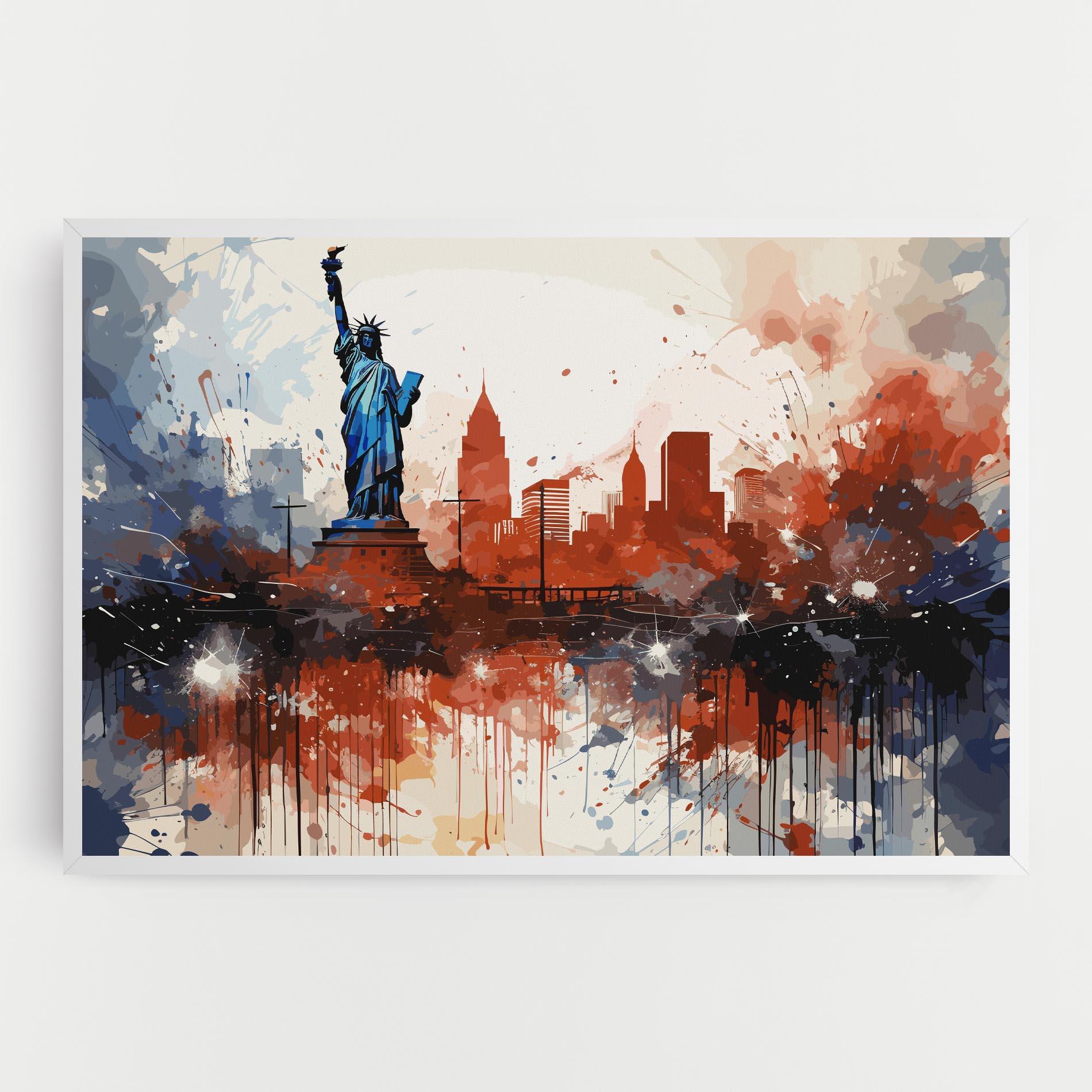 Leinwandbild Red Blue Liberty Statue mockup 0