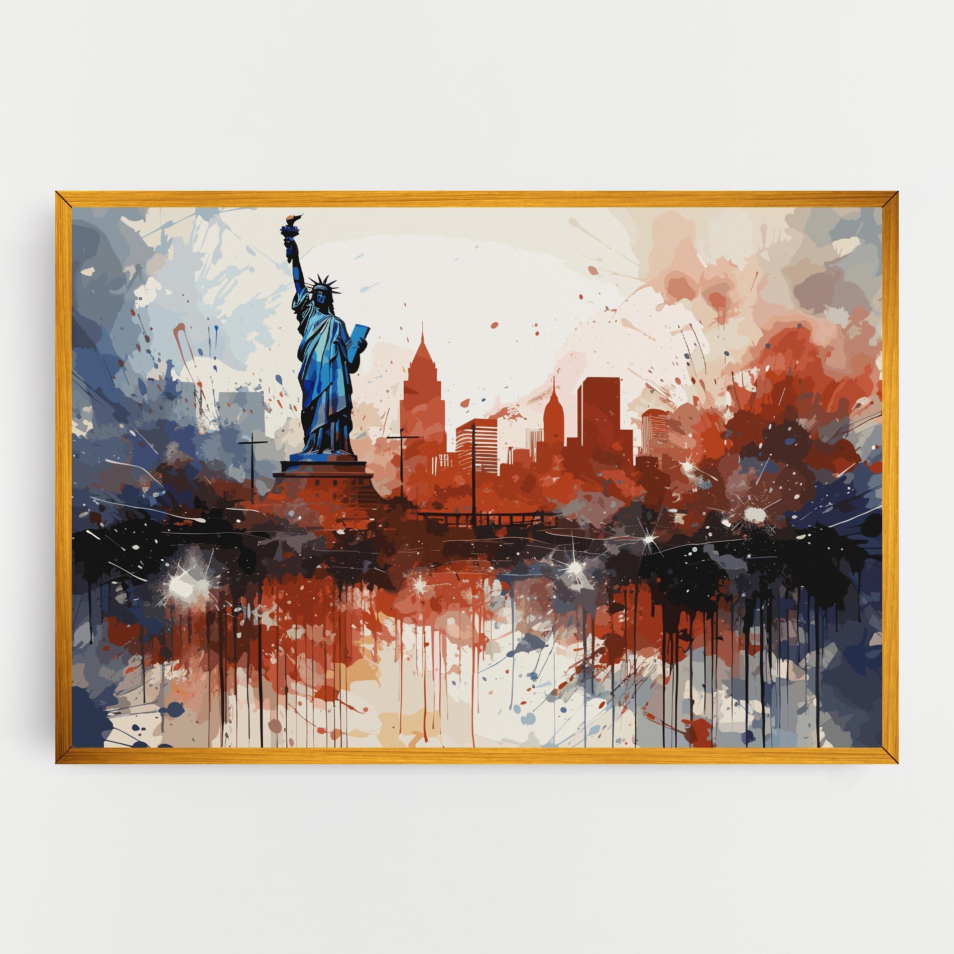 Leinwandbild Red Blue Liberty Statue mockup 0