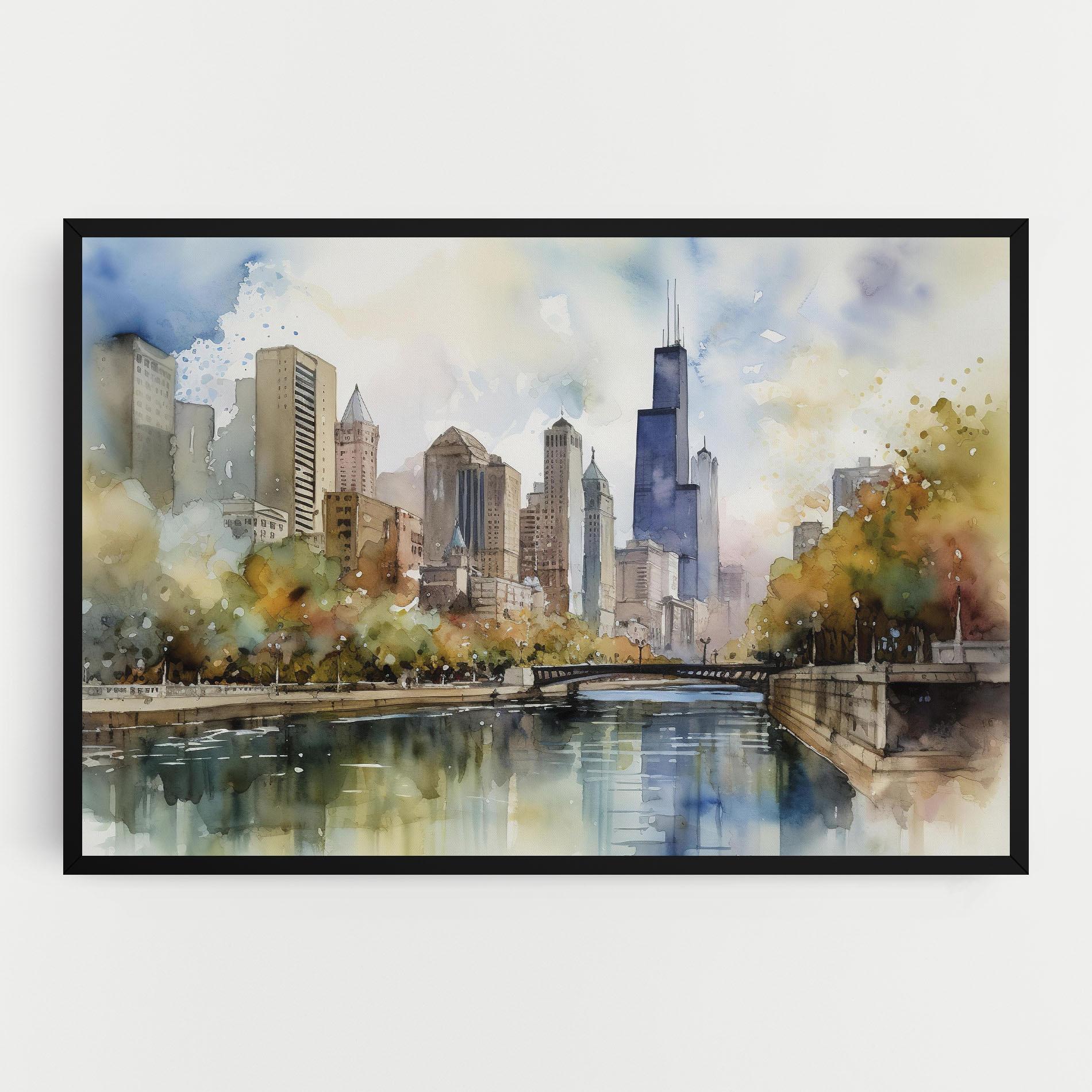 Leinwandbild City Skyline Painting mockup 0