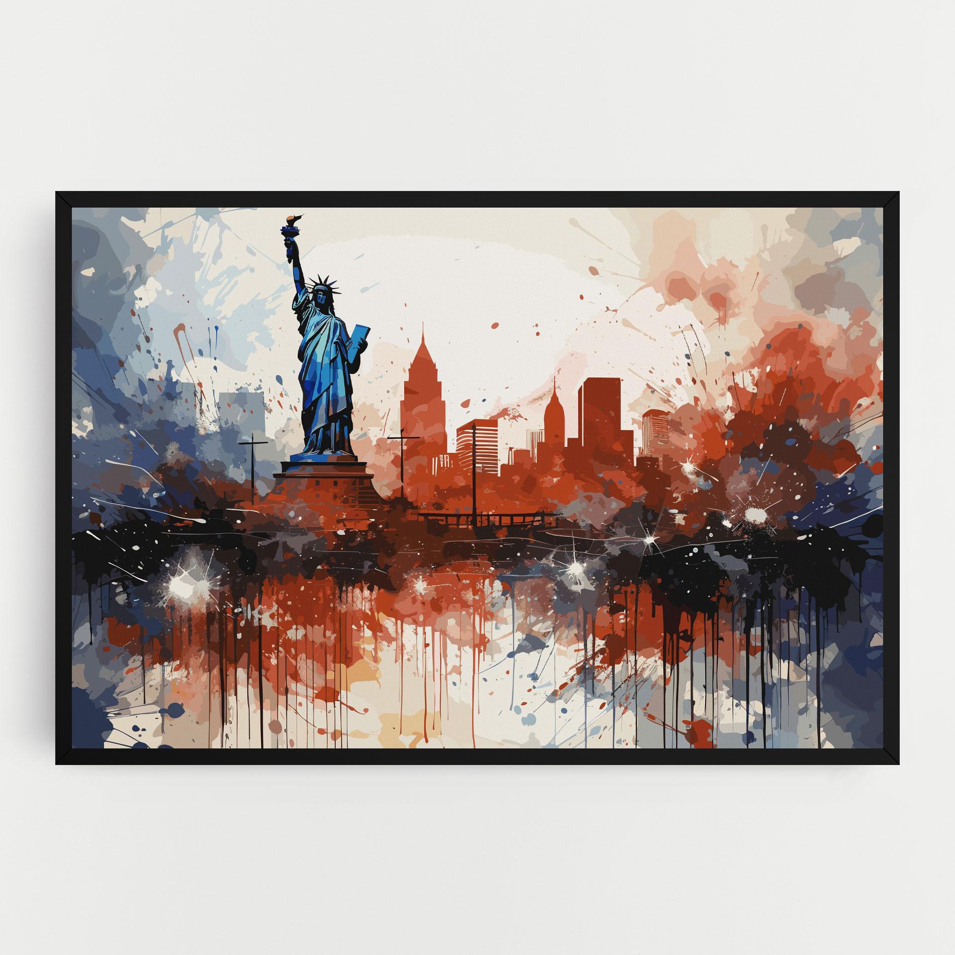 Leinwandbild Red Blue Liberty Statue mockup 0