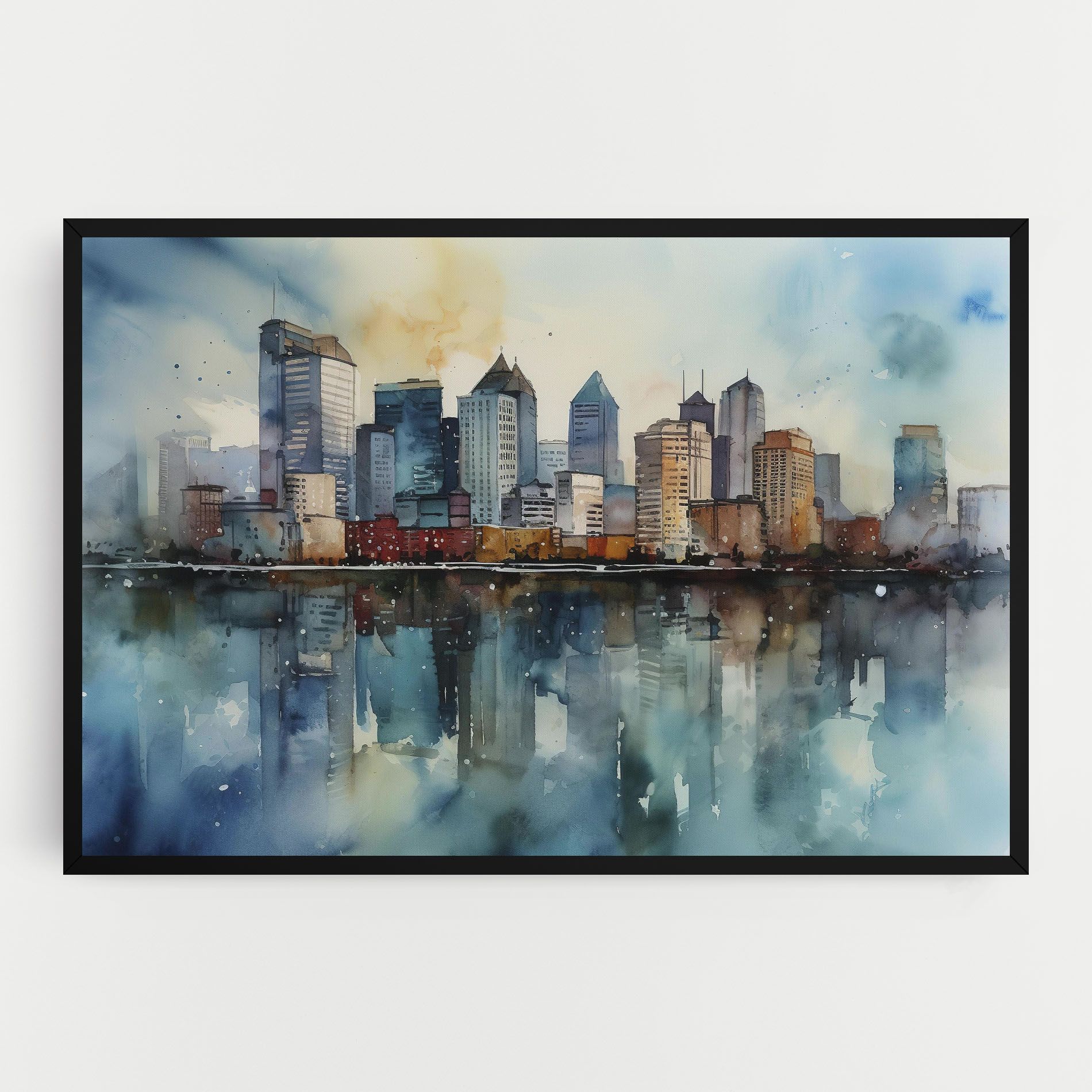 Watercolor City Skyline mockup 0