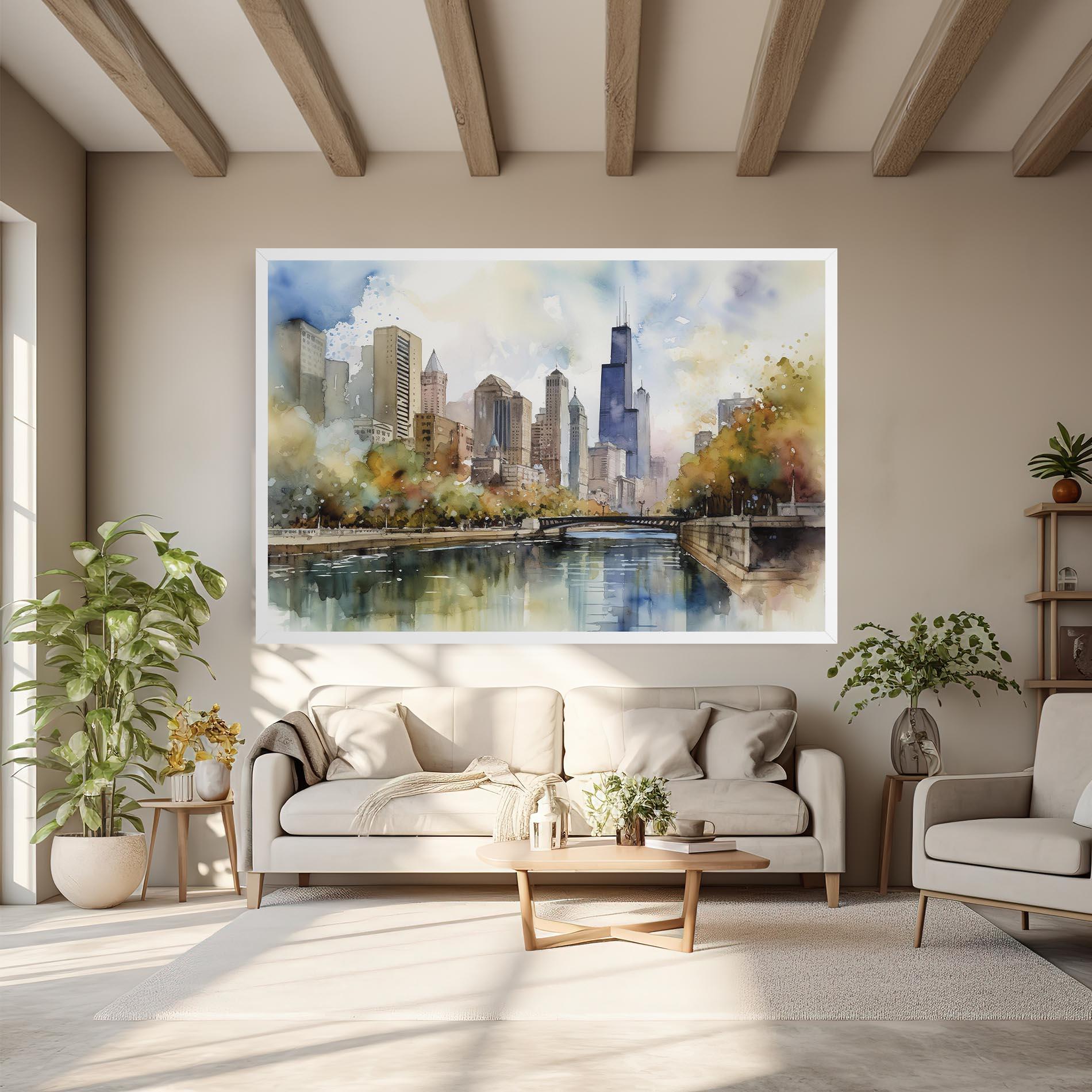 Leinwandbild City Skyline Painting mockup 6
