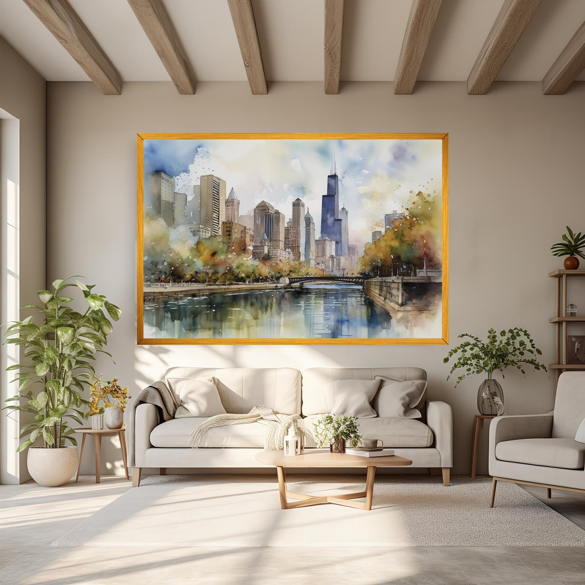 Leinwandbild City Skyline Painting mockup 6