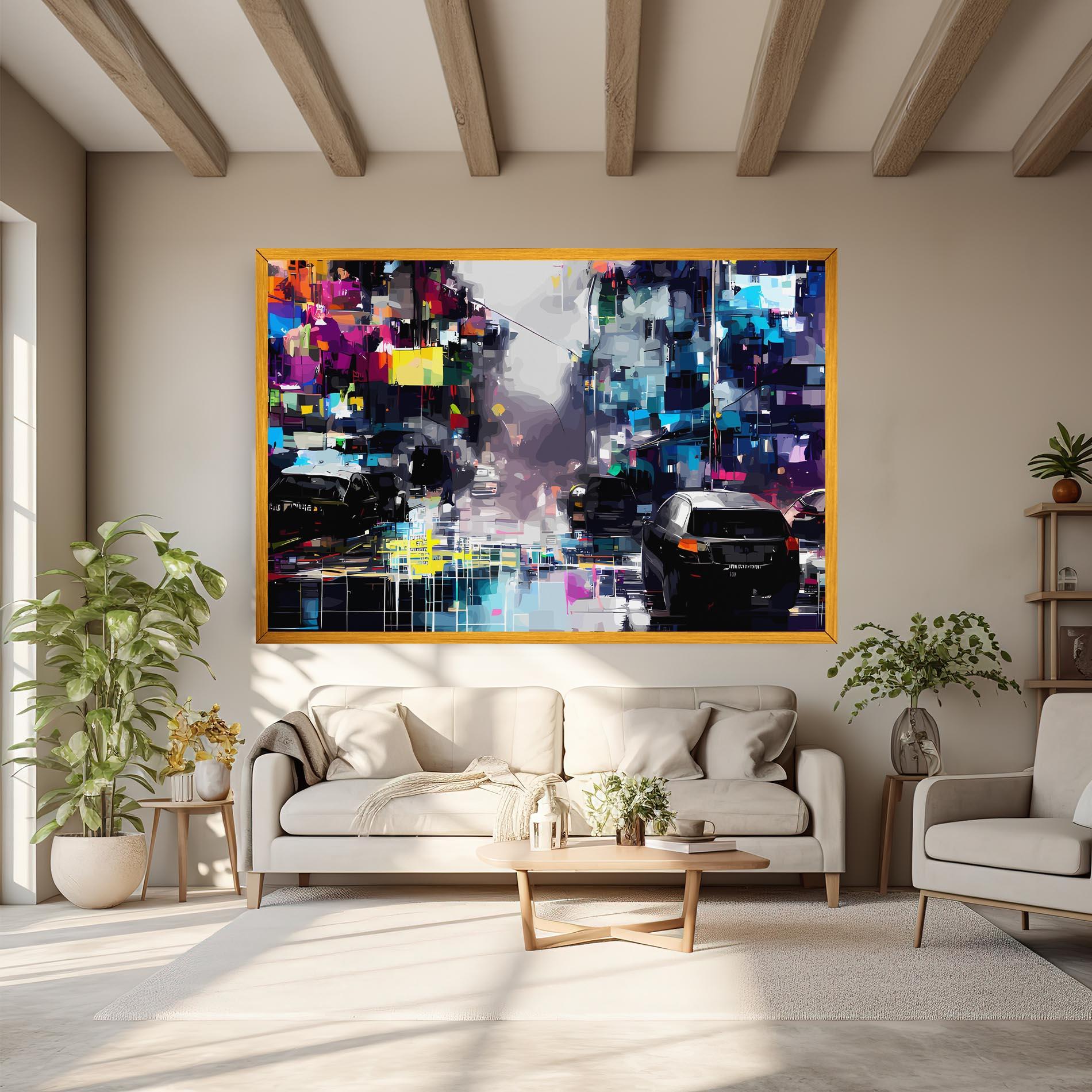 Leinwandbild Grunge City Street mockup 6