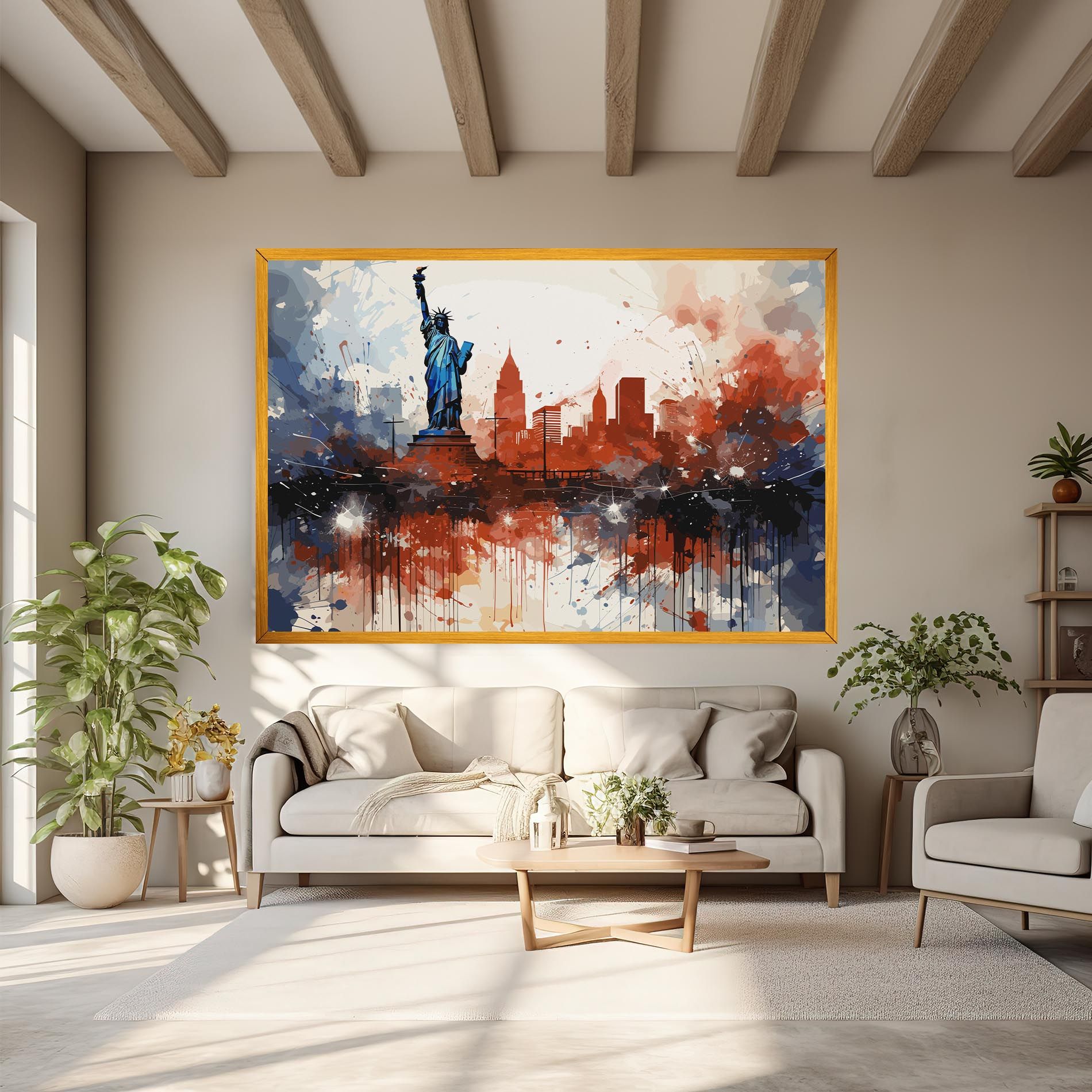 Red Blue Liberty Statue mockup 6