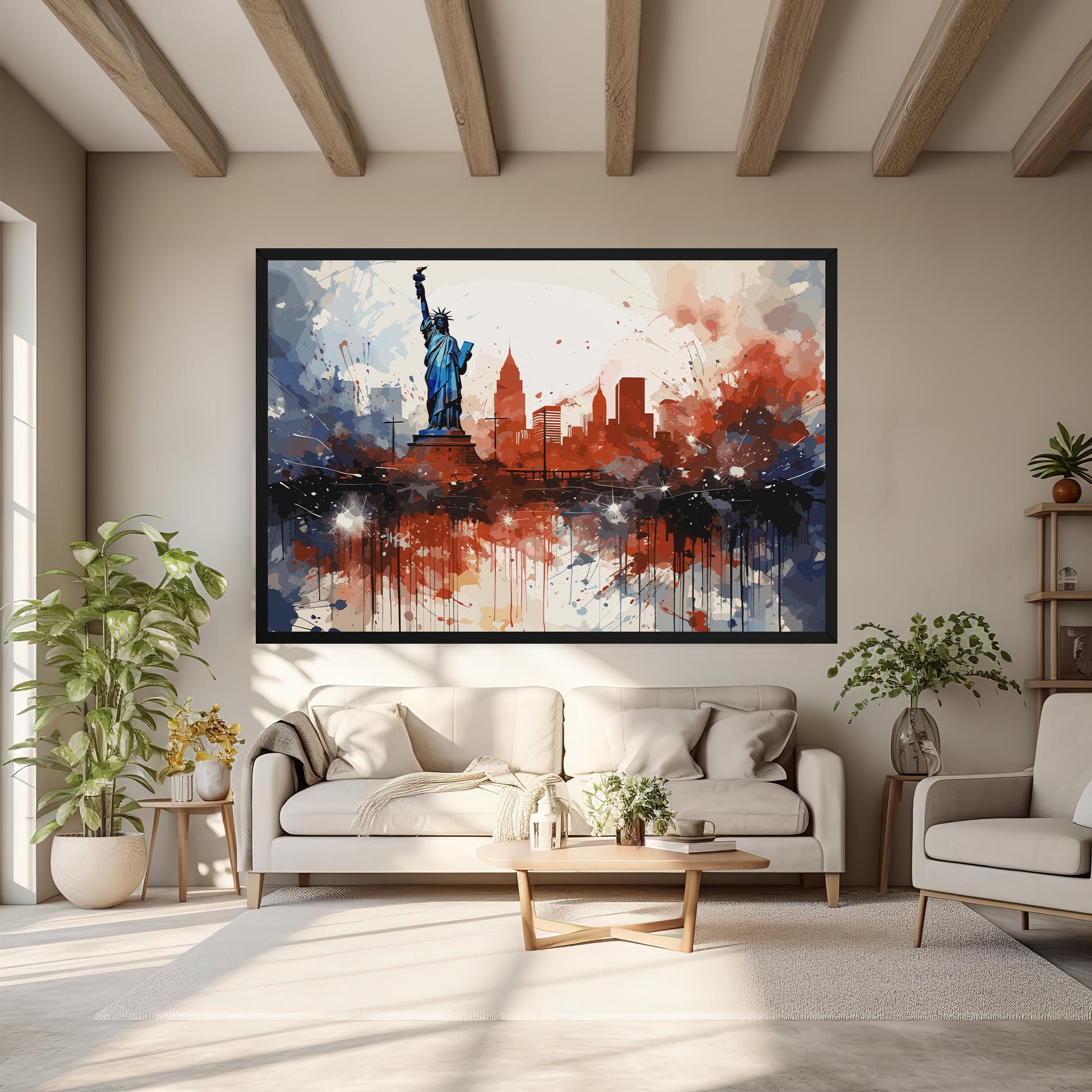 Red Blue Liberty Statue mockup 6