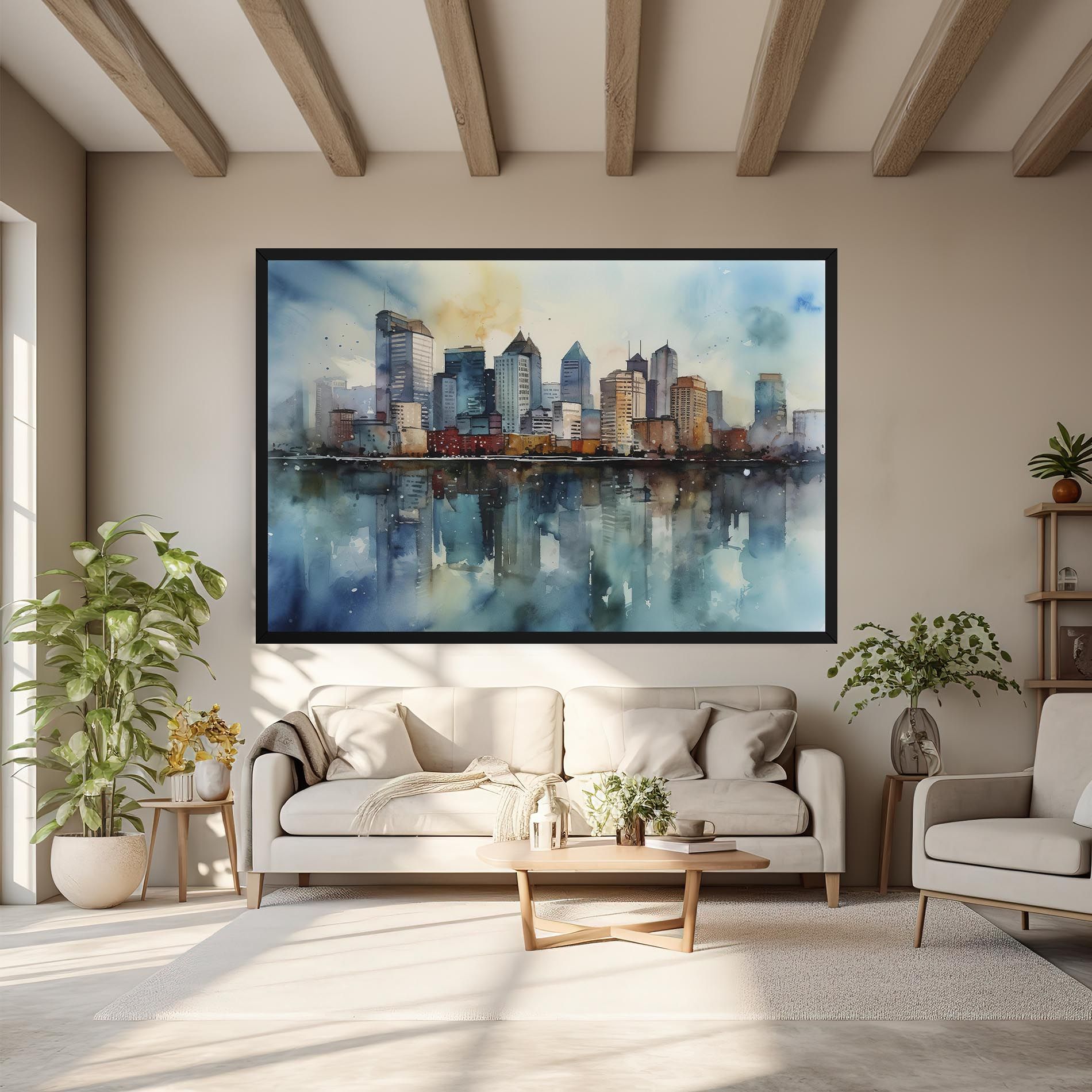 Watercolor City Skyline mockup 6