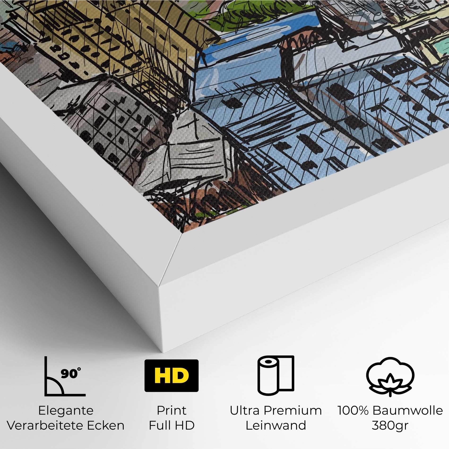 Colorful City Drawing mockup 4