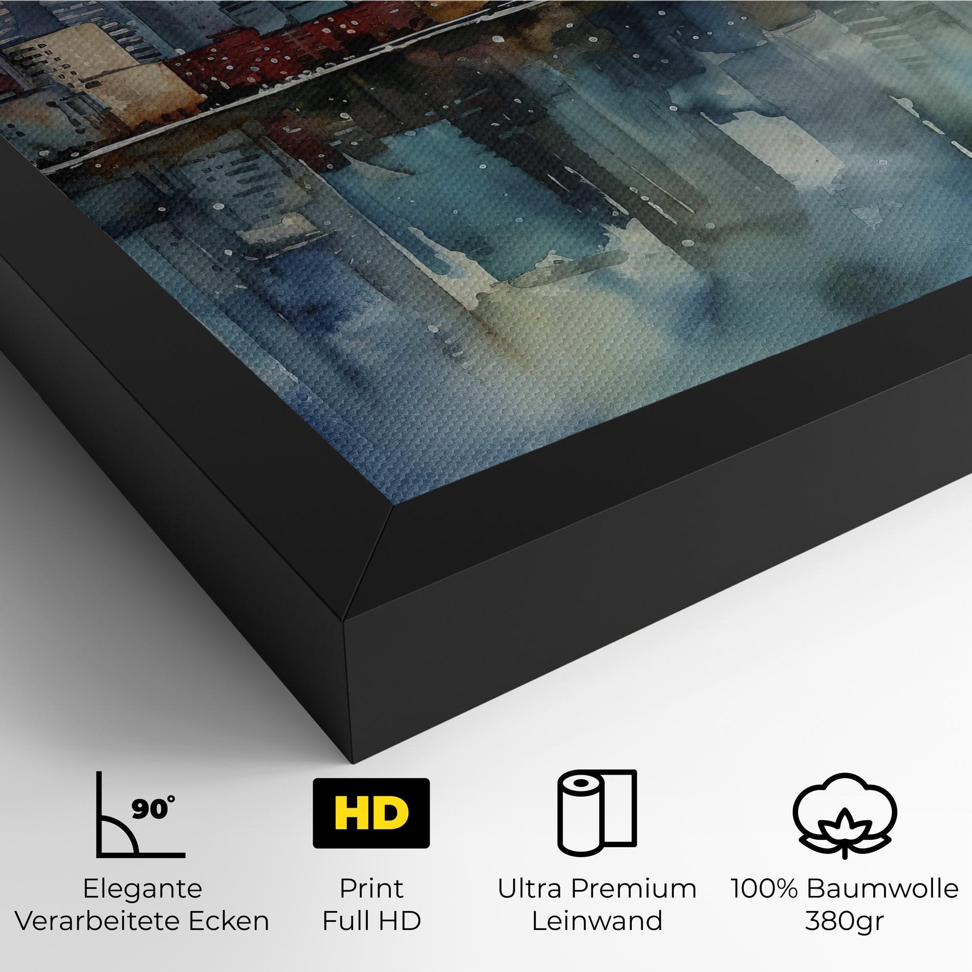 Leinwandbild Watercolor City Skyline mockup 4