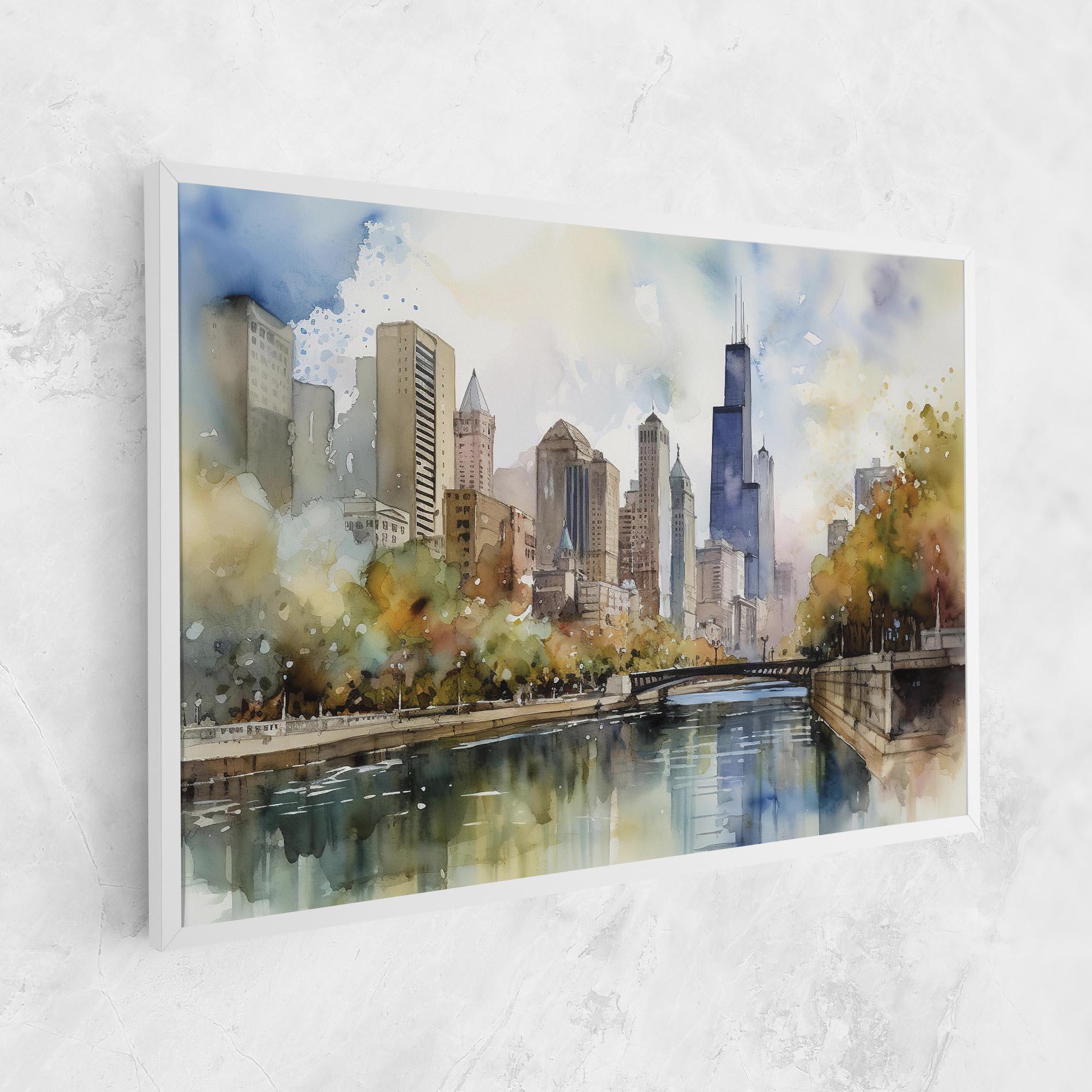 Leinwandbild City Skyline Painting mockup 1