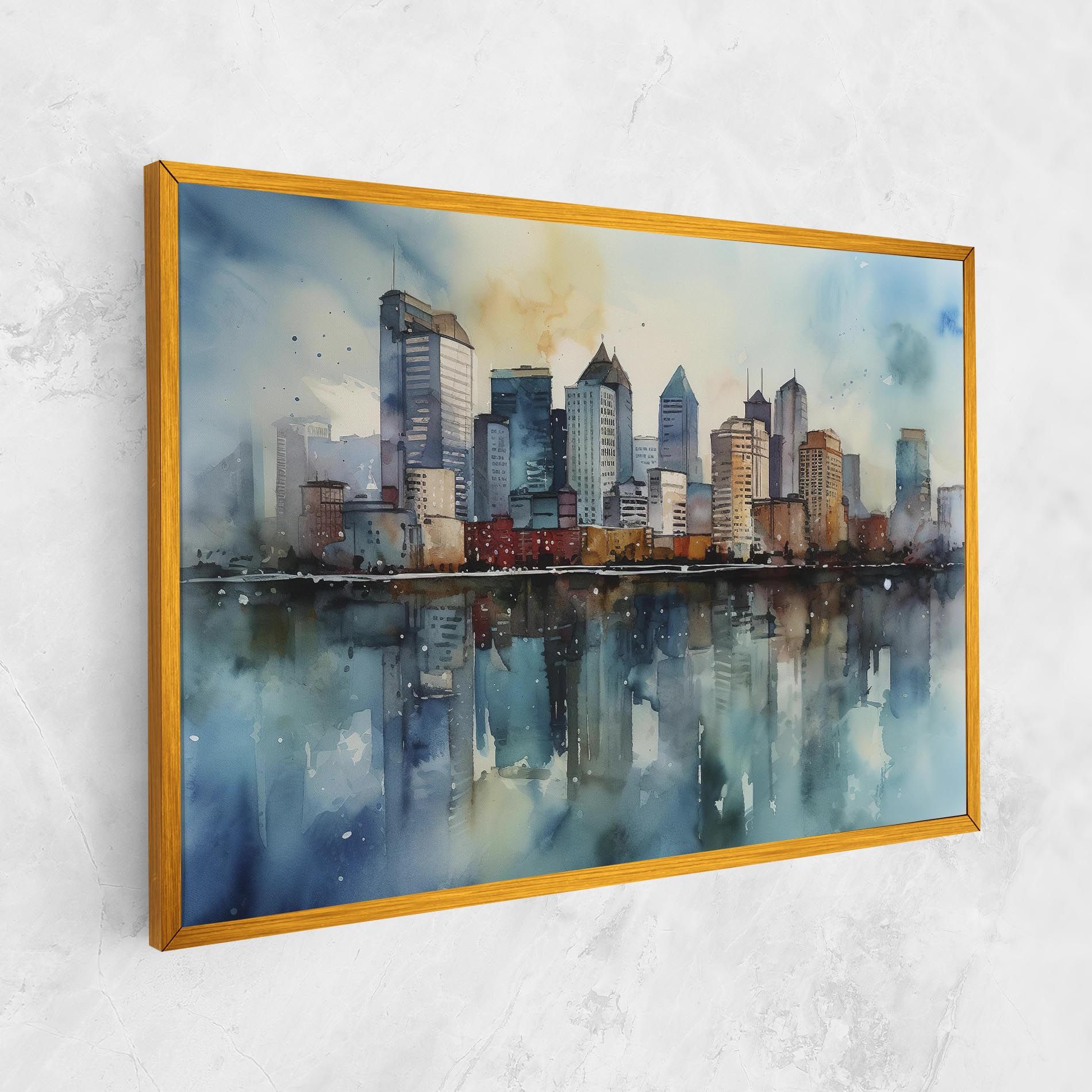 Watercolor City Skyline mockup 1