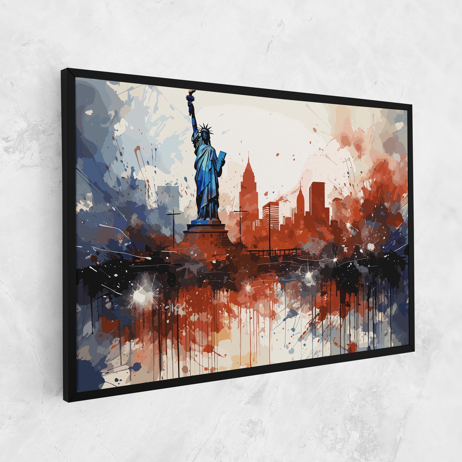 Leinwandbild Red Blue Liberty Statue mockup 1