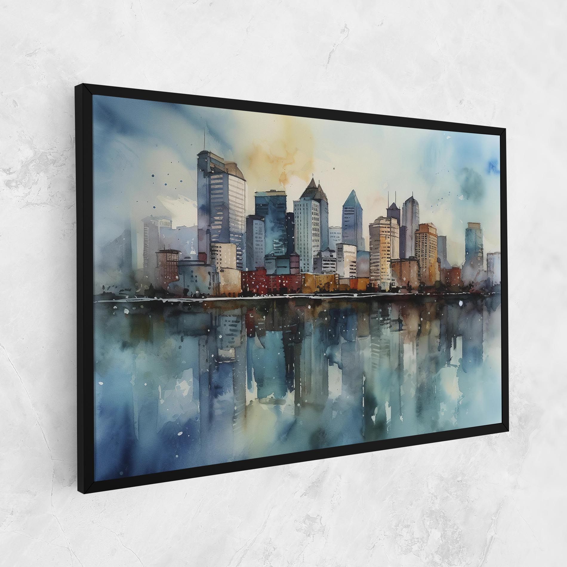 Watercolor City Skyline mockup 1