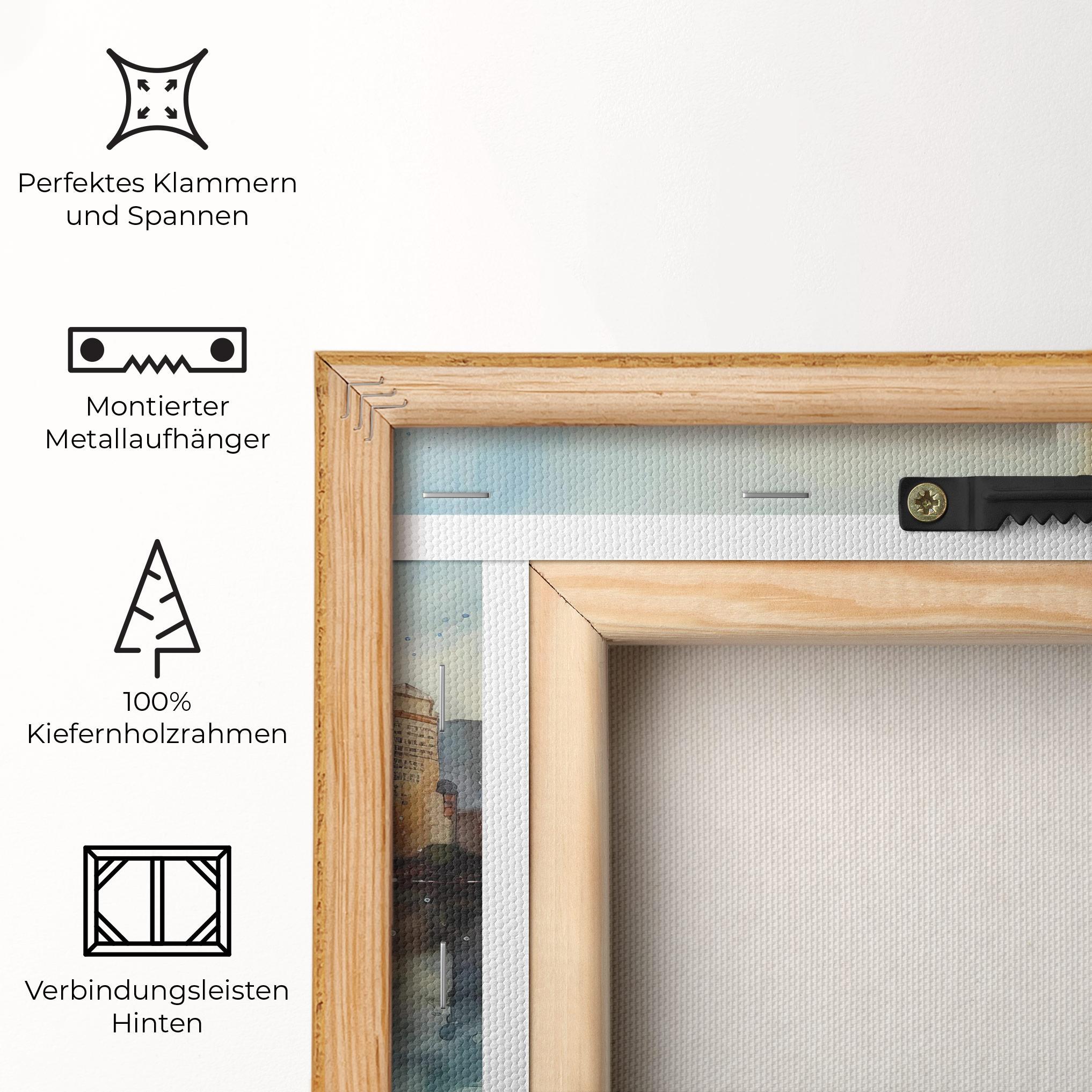 Leinwandbild Watercolor City Skyline mockup 5