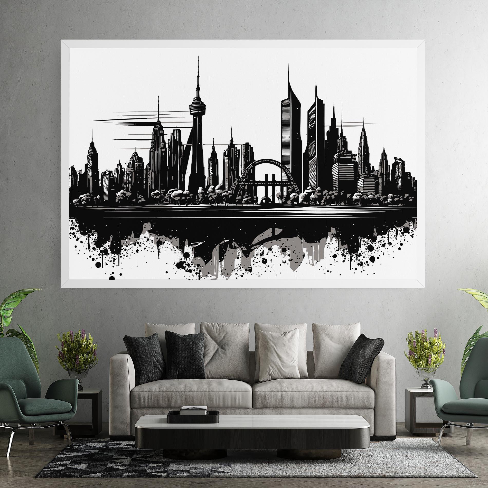 Leinwandbild Black Ink City mockup 7