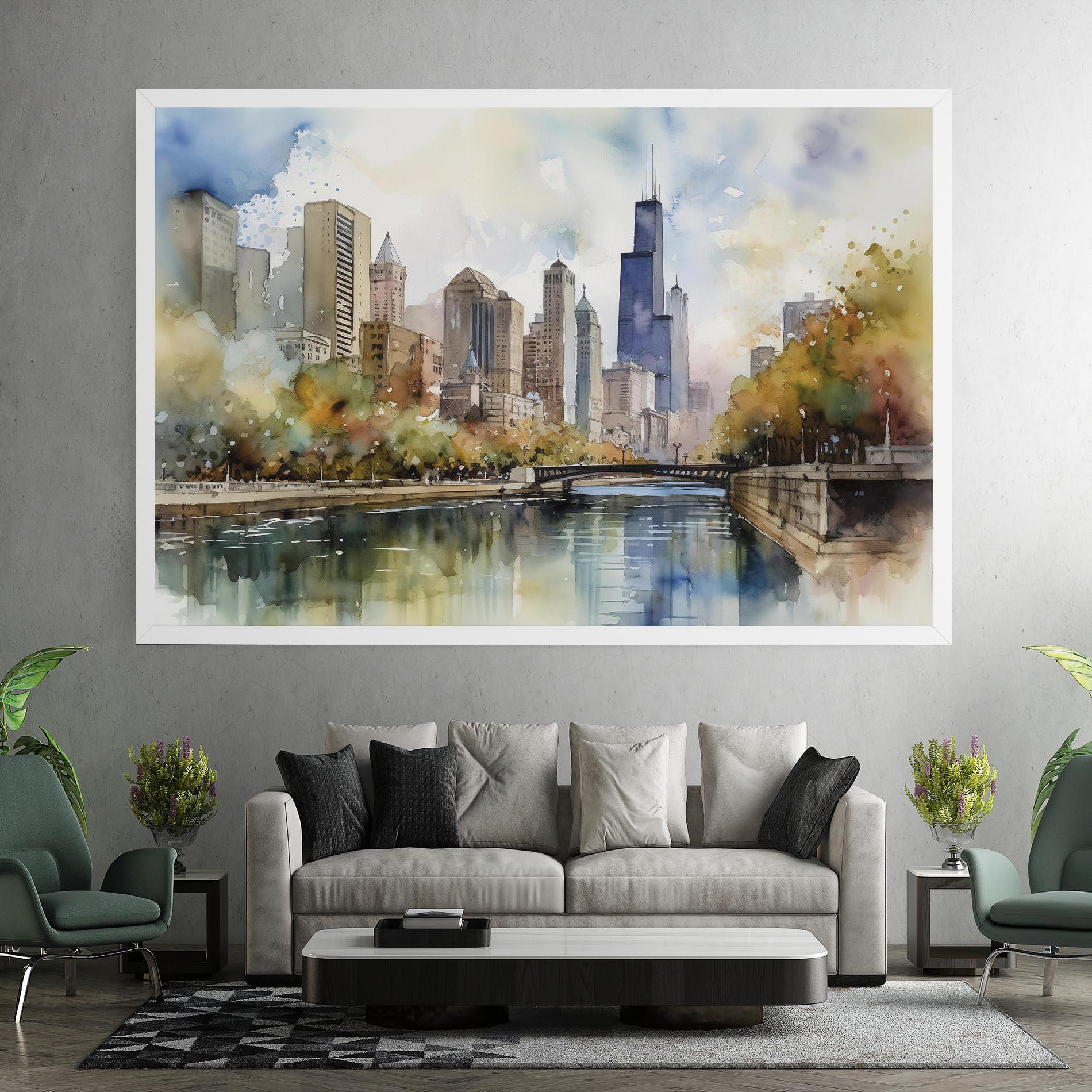 Leinwandbild City Skyline Painting mockup 7