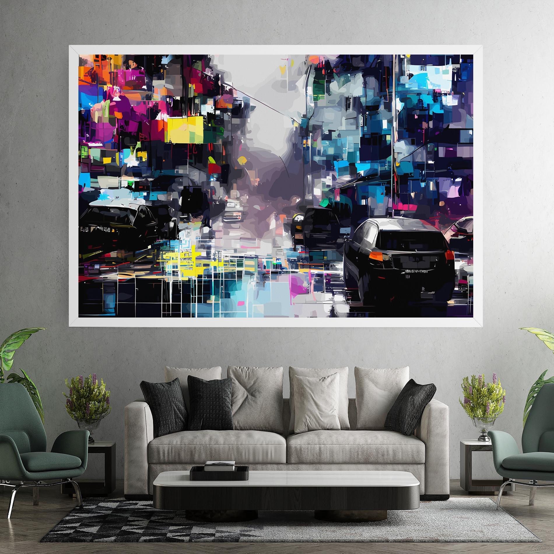 Leinwandbild Grunge City Street mockup 7