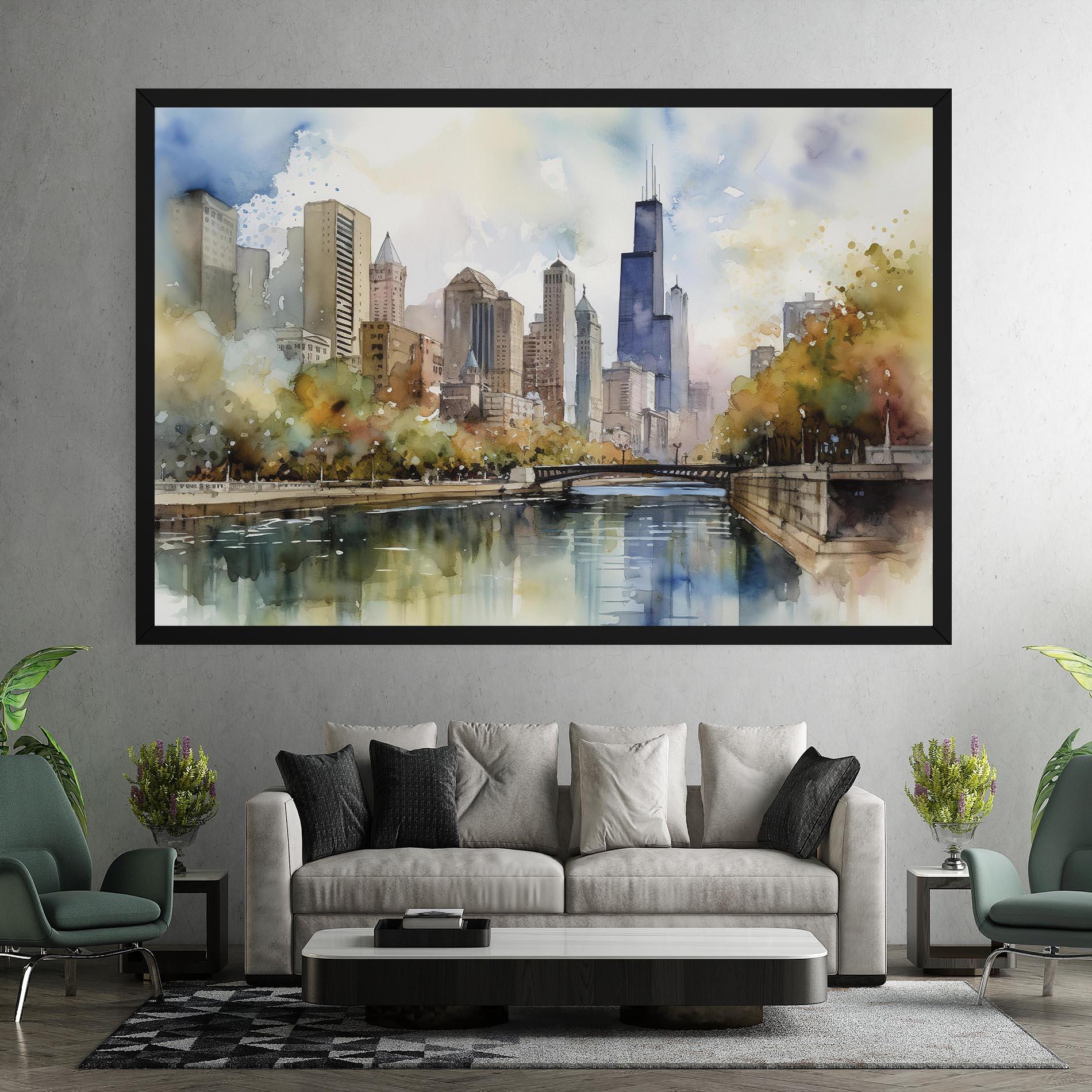 Leinwandbild City Skyline Painting mockup 7