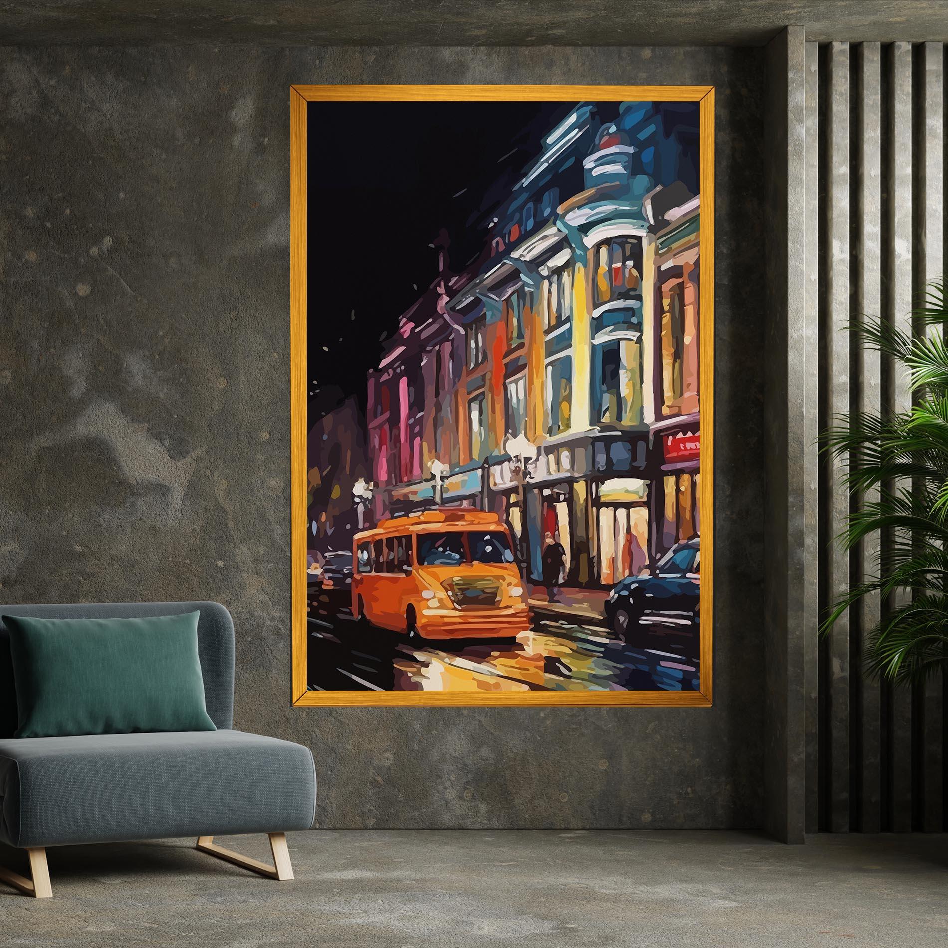 Leinwandbild Yellow Car City Art mockup 7