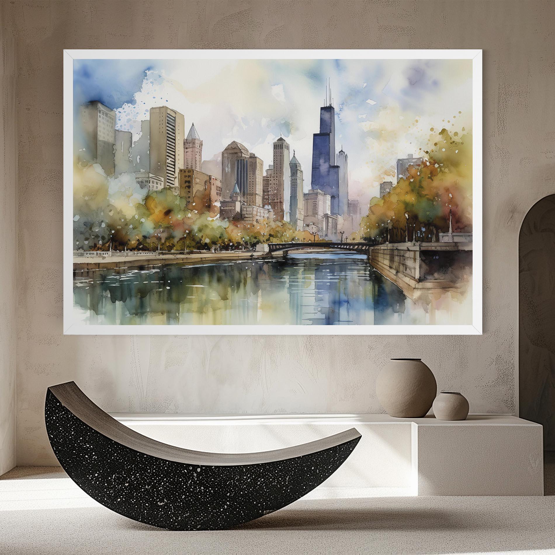 Leinwandbild City Skyline Painting mockup 8