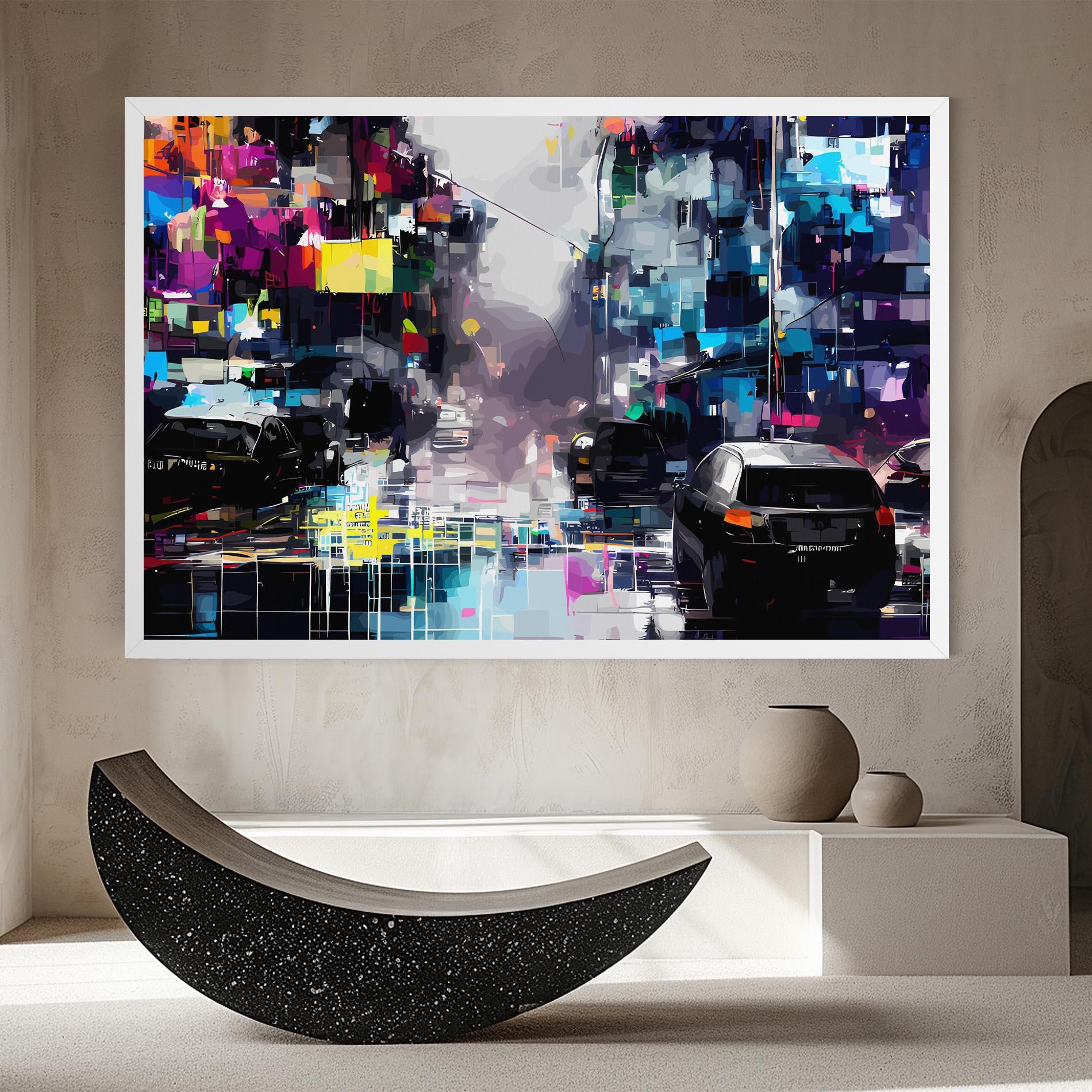 Leinwandbild Grunge City Street mockup 8