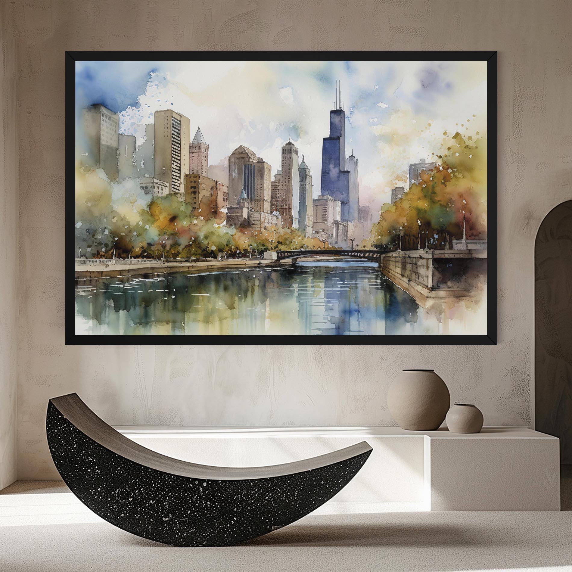 Leinwandbild City Skyline Painting mockup 8