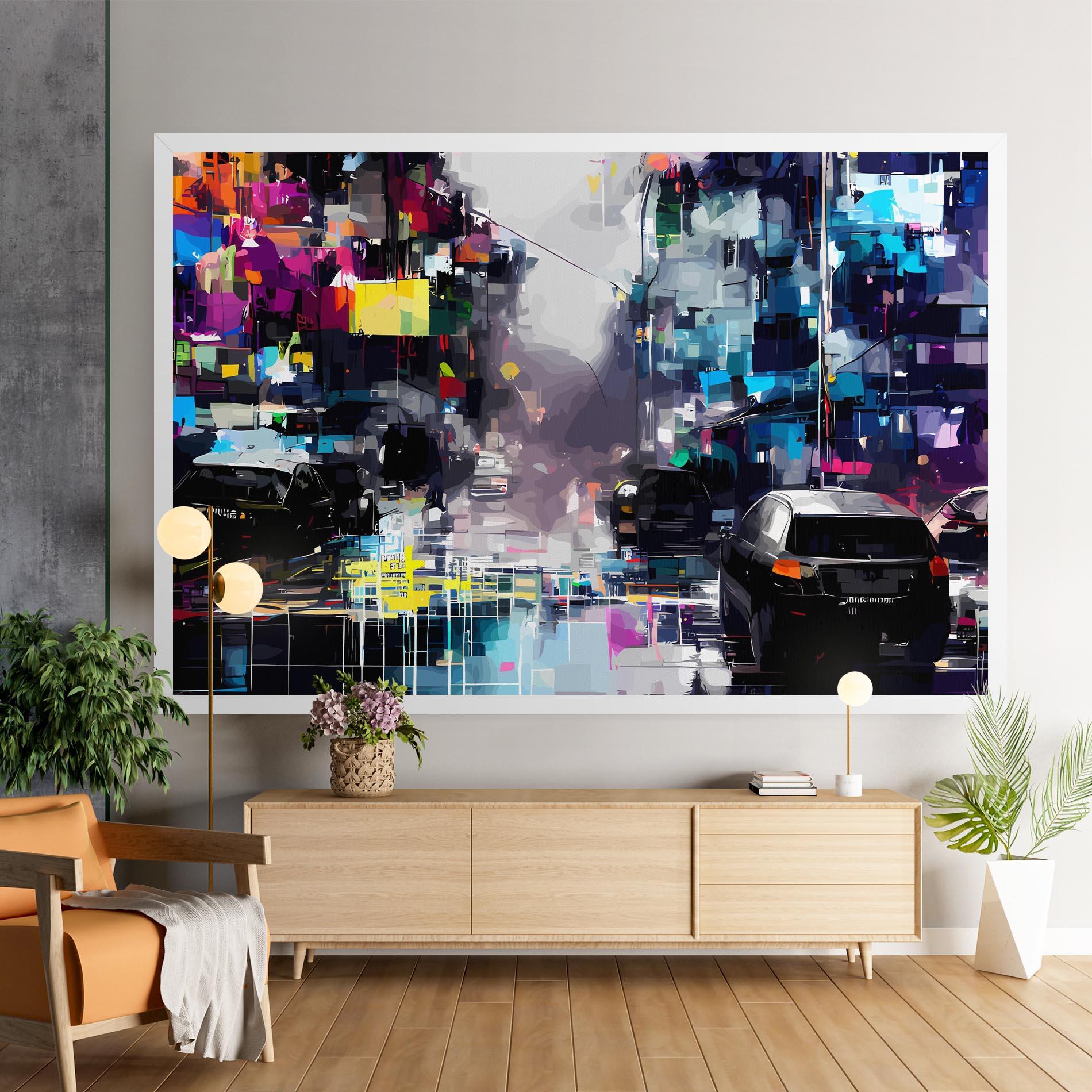 Leinwandbild Grunge City Street mockup 9