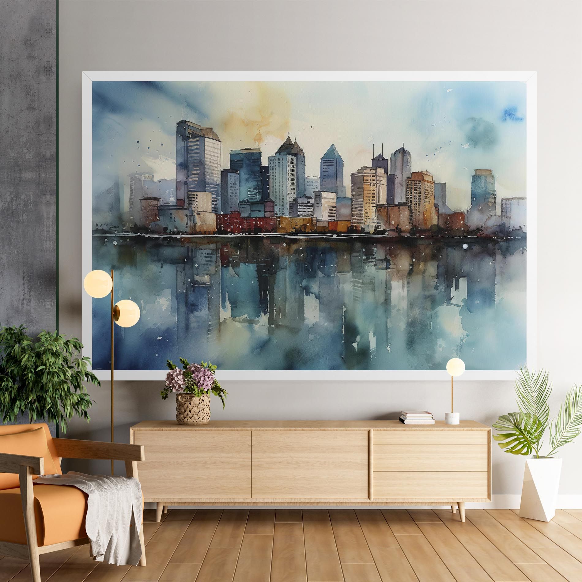 Watercolor City Skyline mockup 9