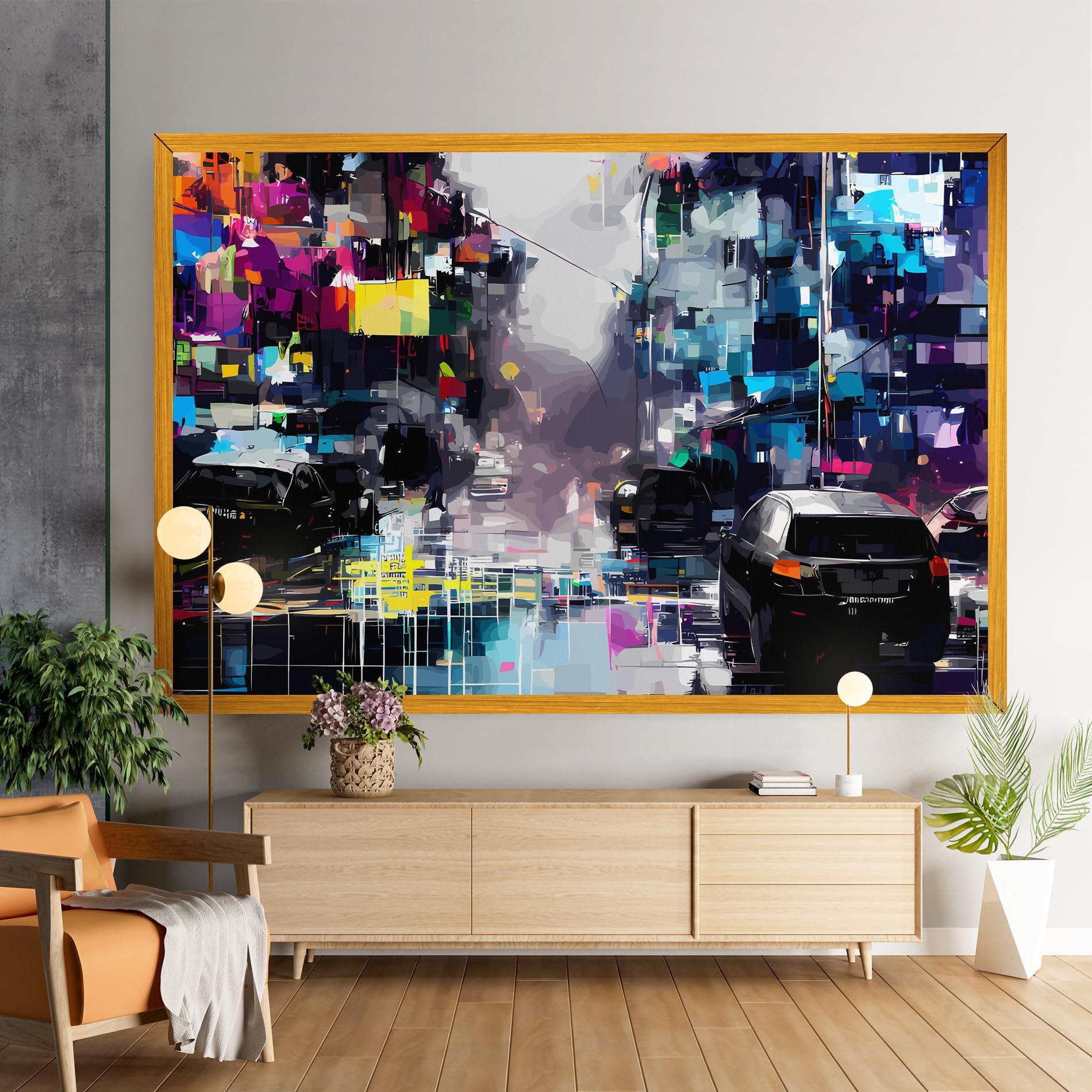 Leinwandbild Grunge City Street mockup 9