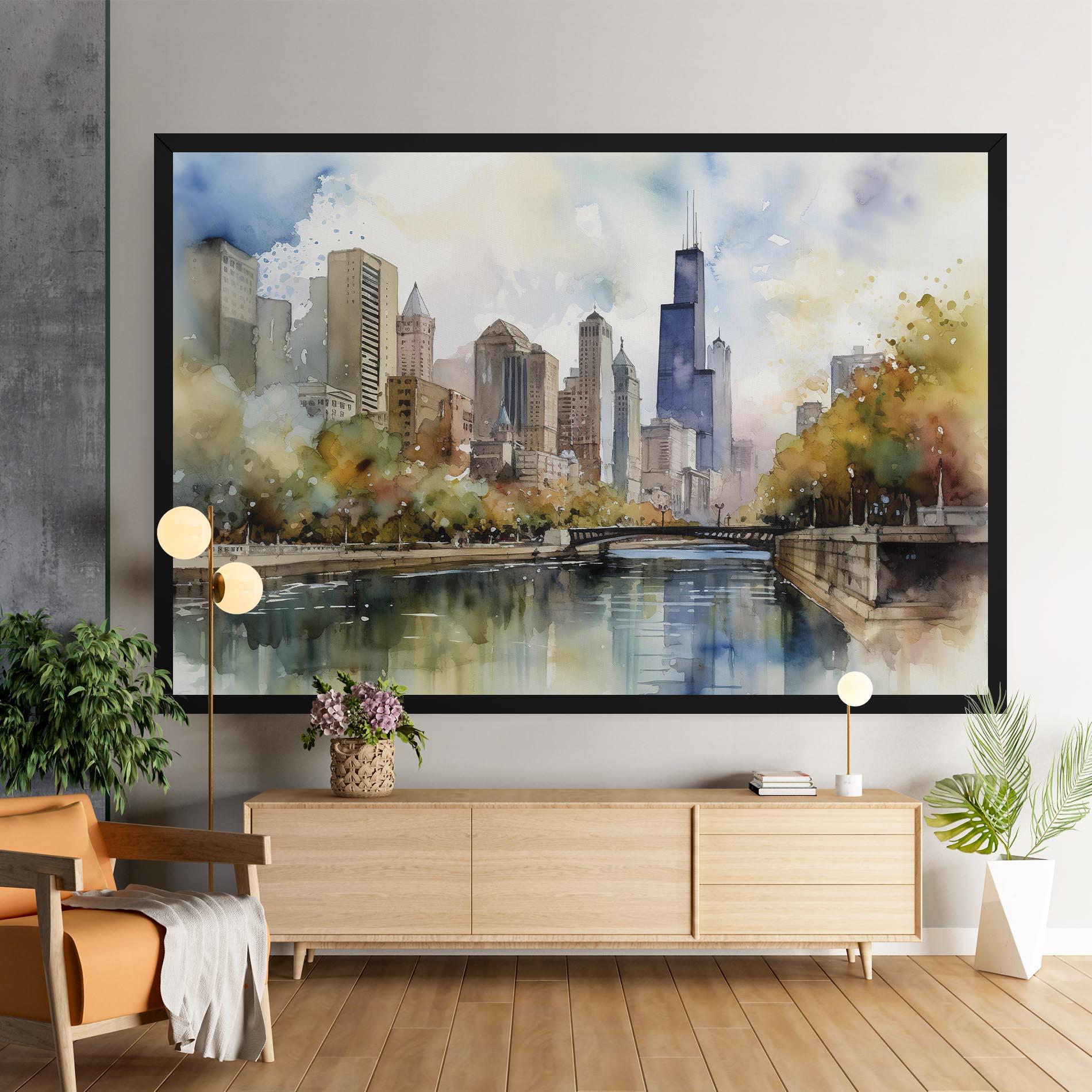 Leinwandbild City Skyline Painting mockup 9