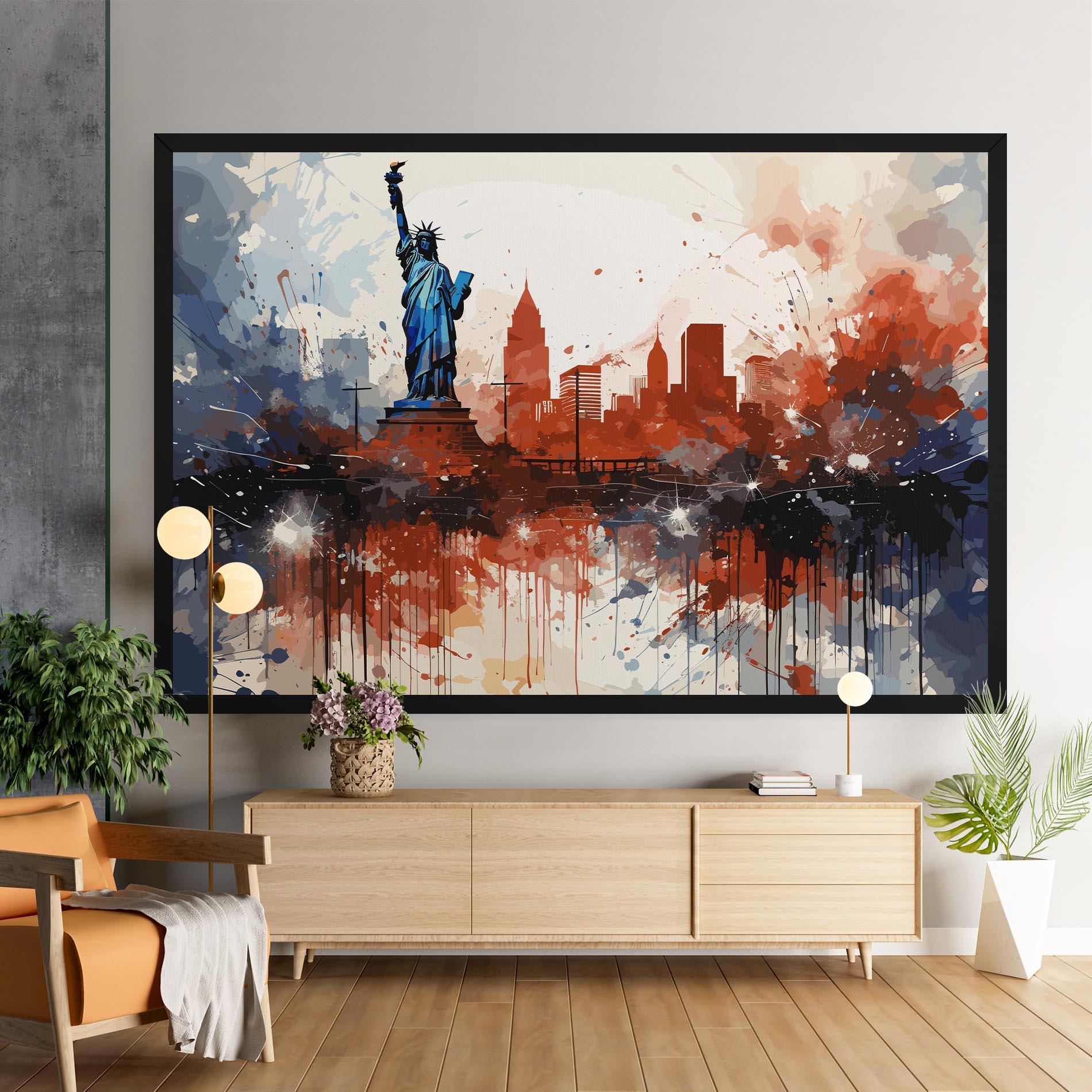 Leinwandbild Red Blue Liberty Statue mockup 9