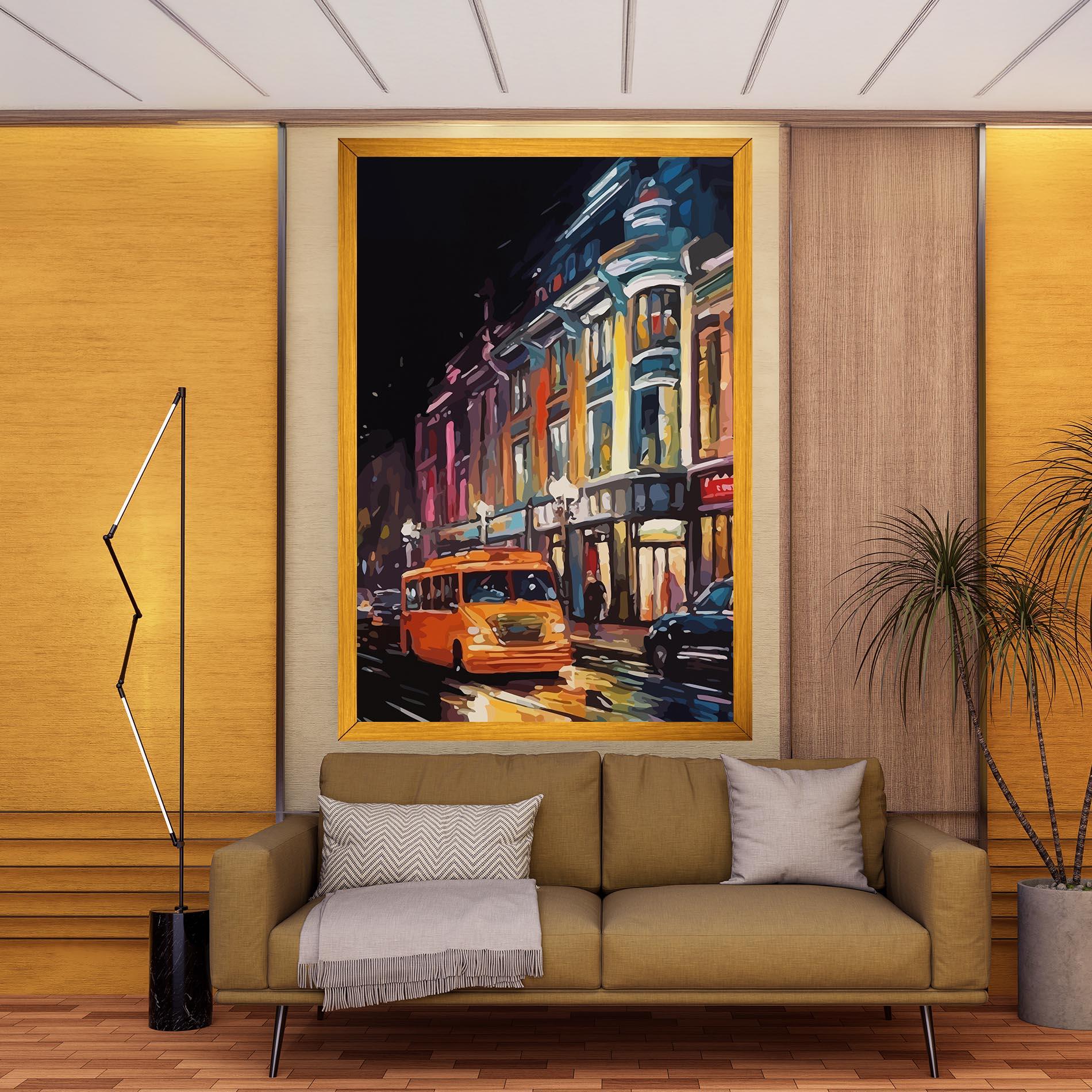 Leinwandbild Yellow Car City Art mockup 9