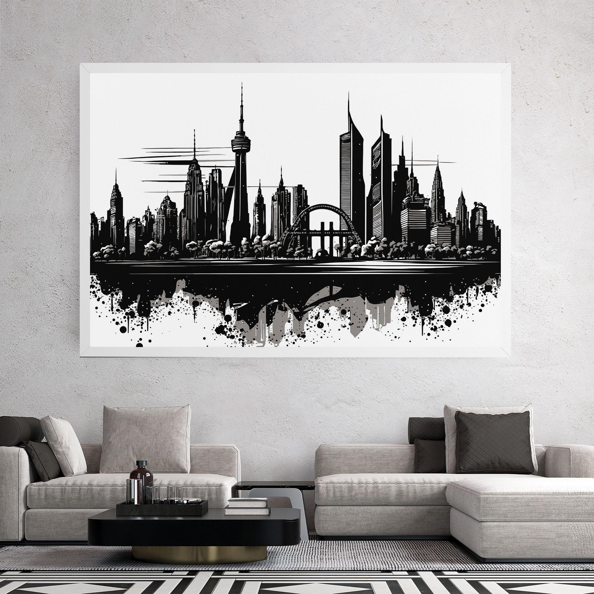 Leinwandbild Black Ink City mockup 2