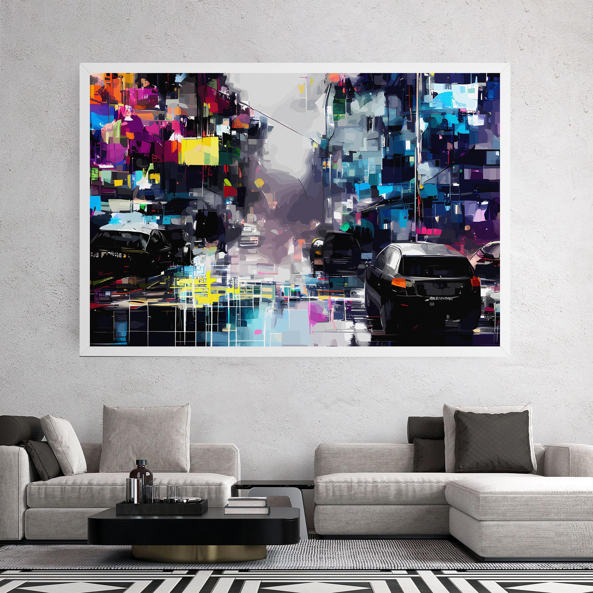 Leinwandbild Grunge City Street mockup 2