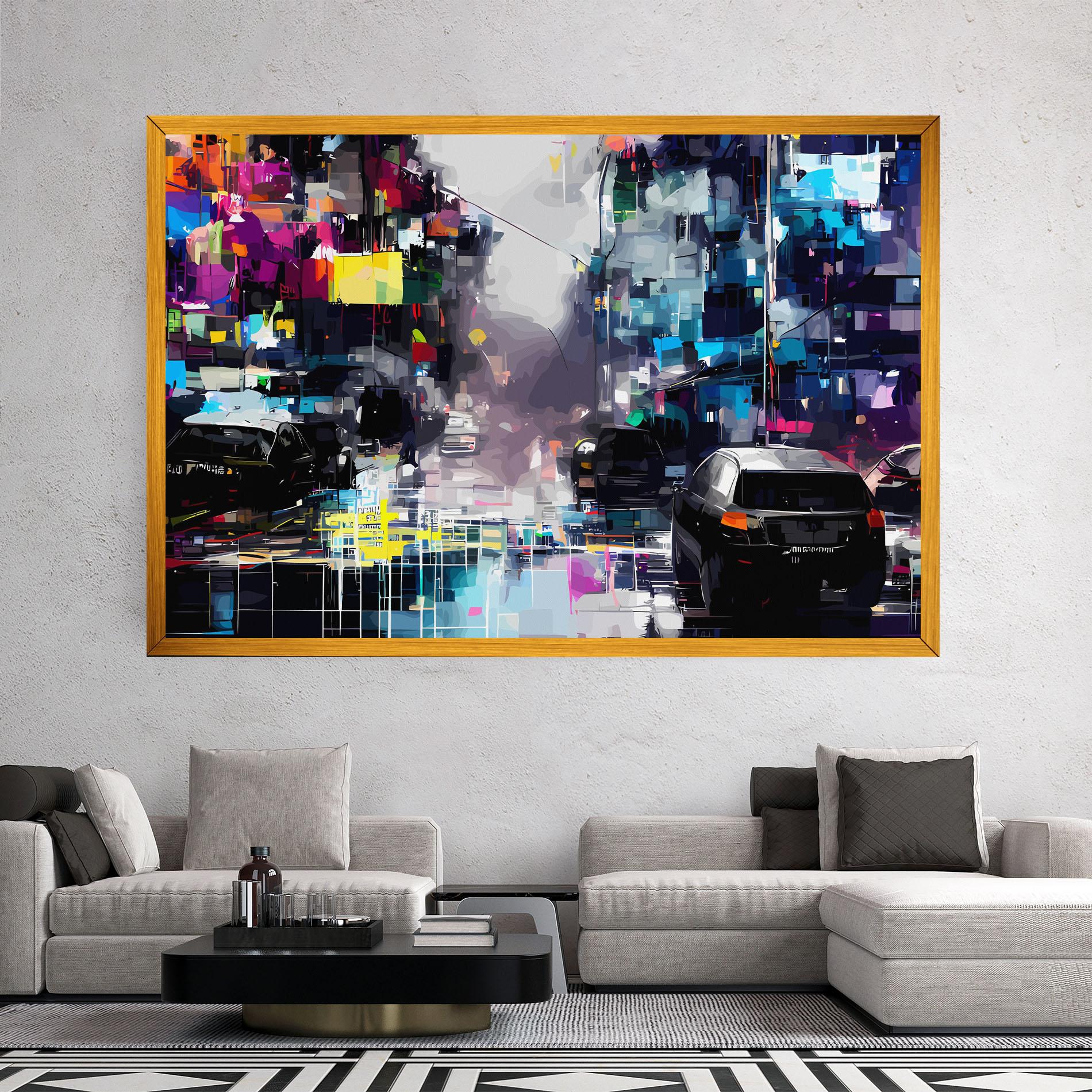 Leinwandbild Grunge City Street mockup 2