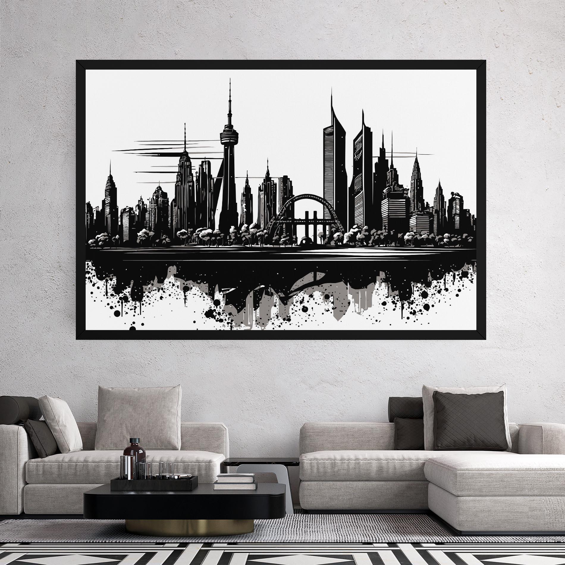 Leinwandbild Black Ink City mockup 2