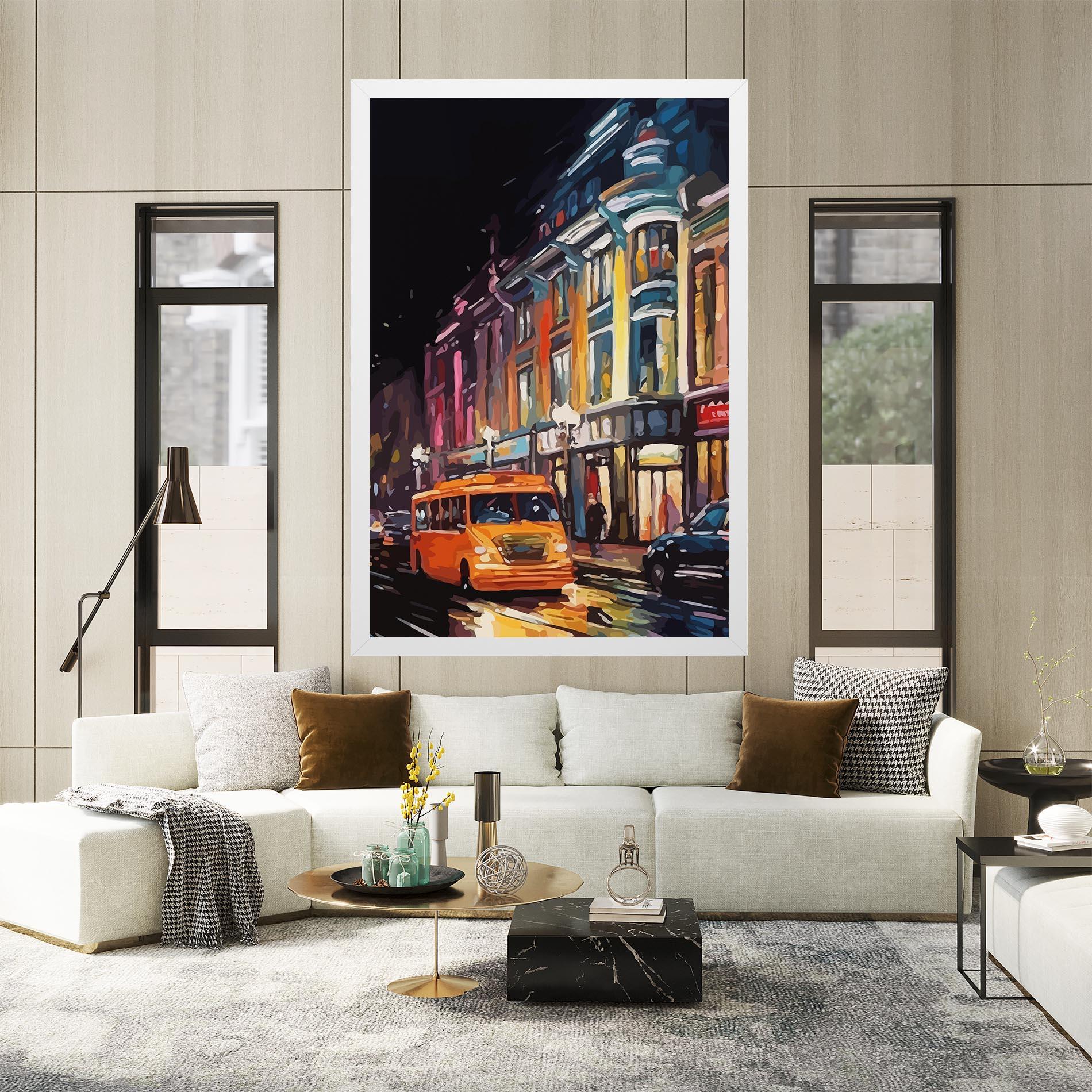Leinwandbild Yellow Car City Art mockup 2