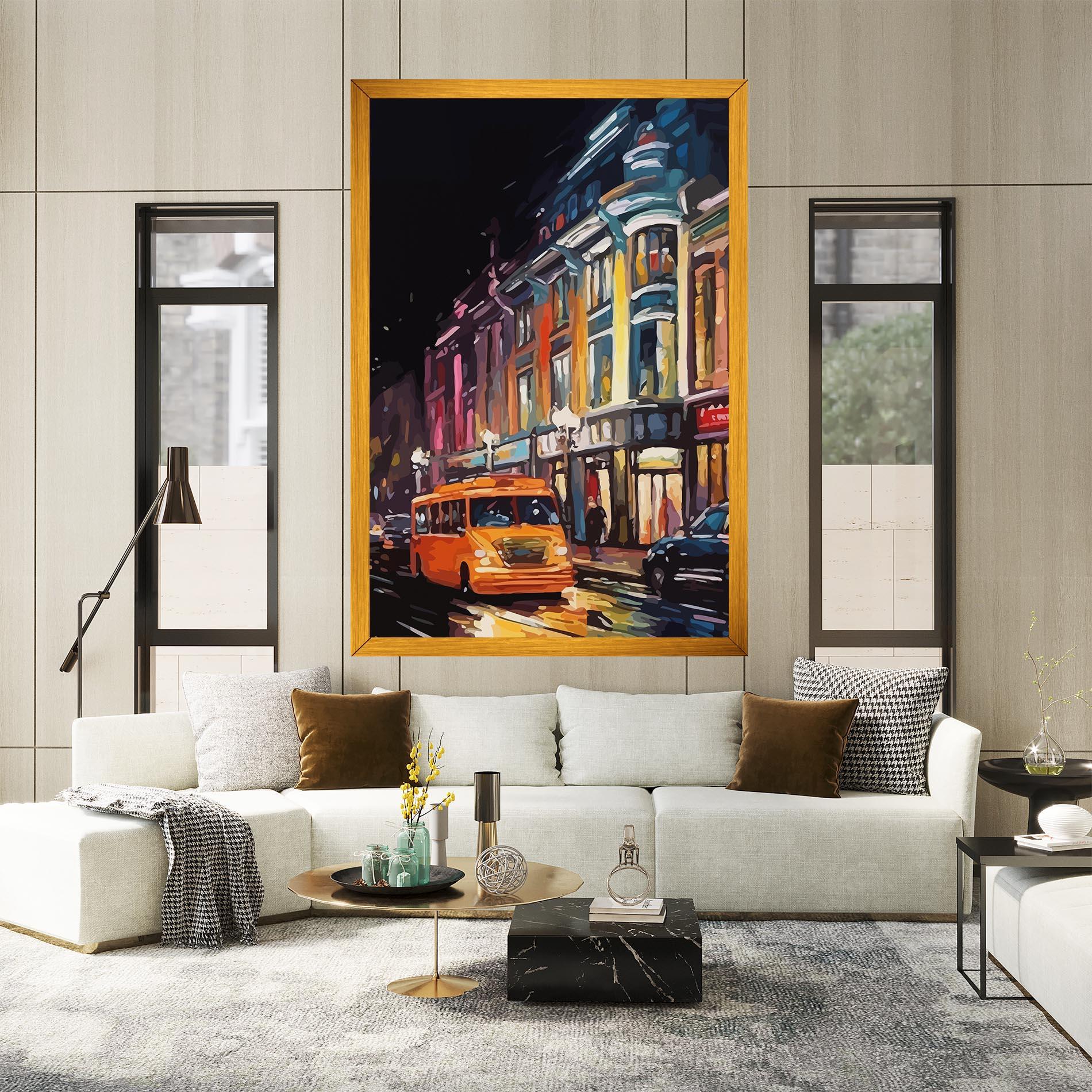 Leinwandbild Yellow Car City Art mockup 2